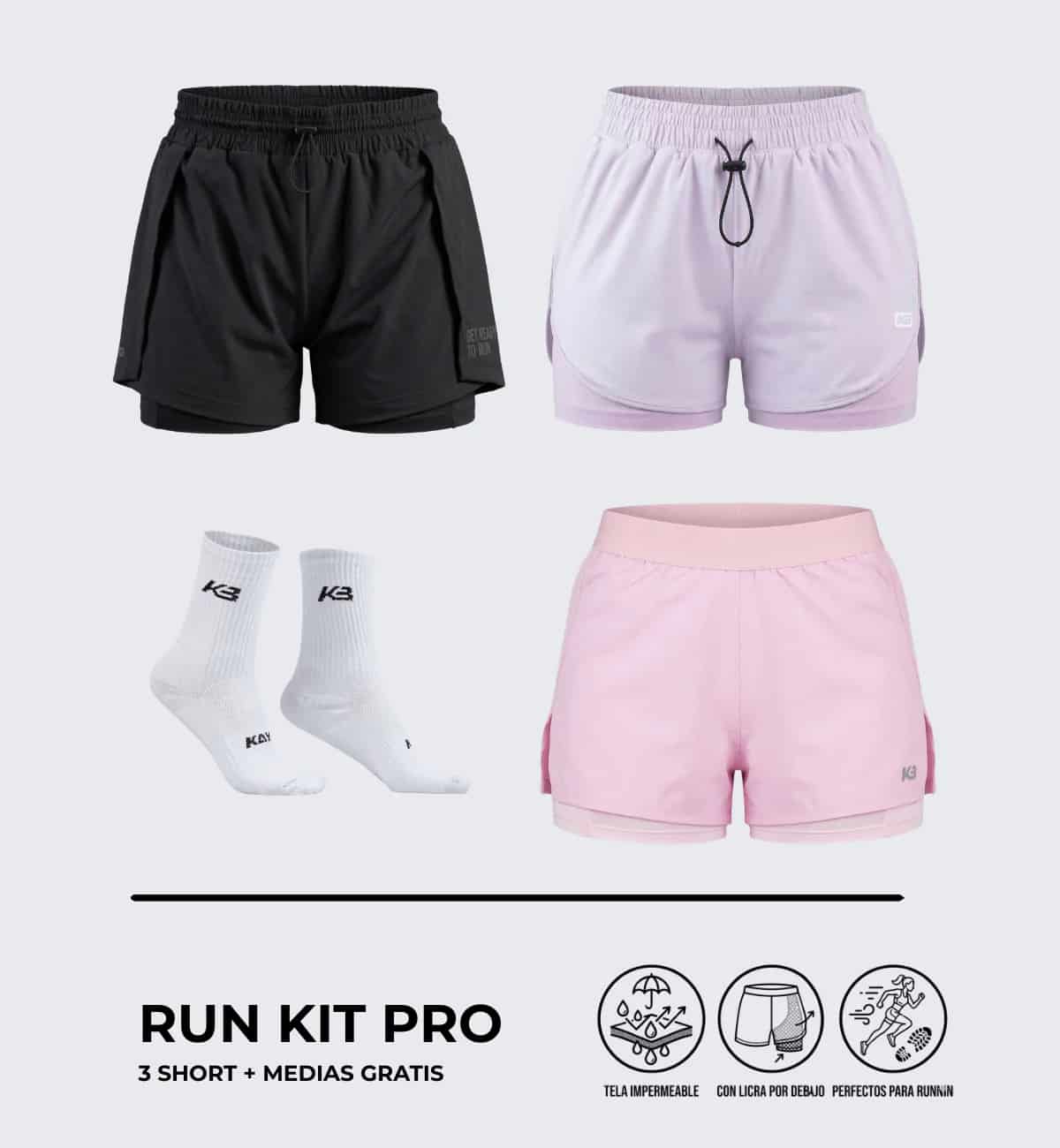 Pack X3 Short Running Mujer┃KAYBU REF.801076 - miniatura 1