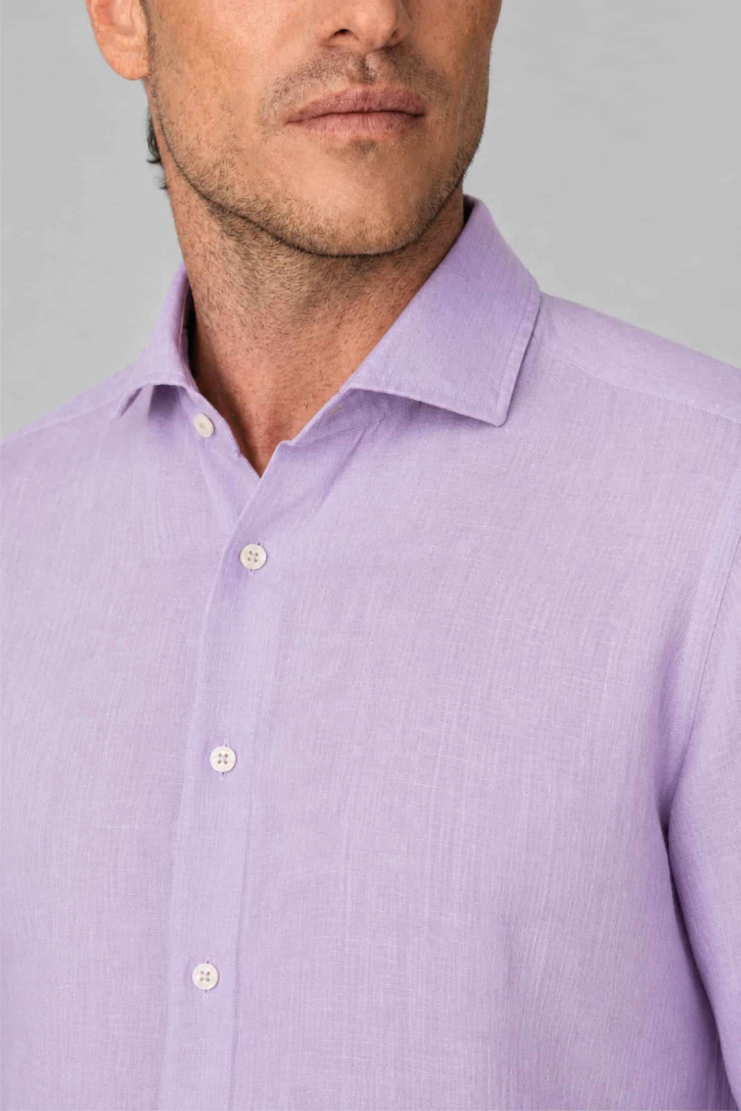 Men's linen shirt lavander fog - miniatura 2