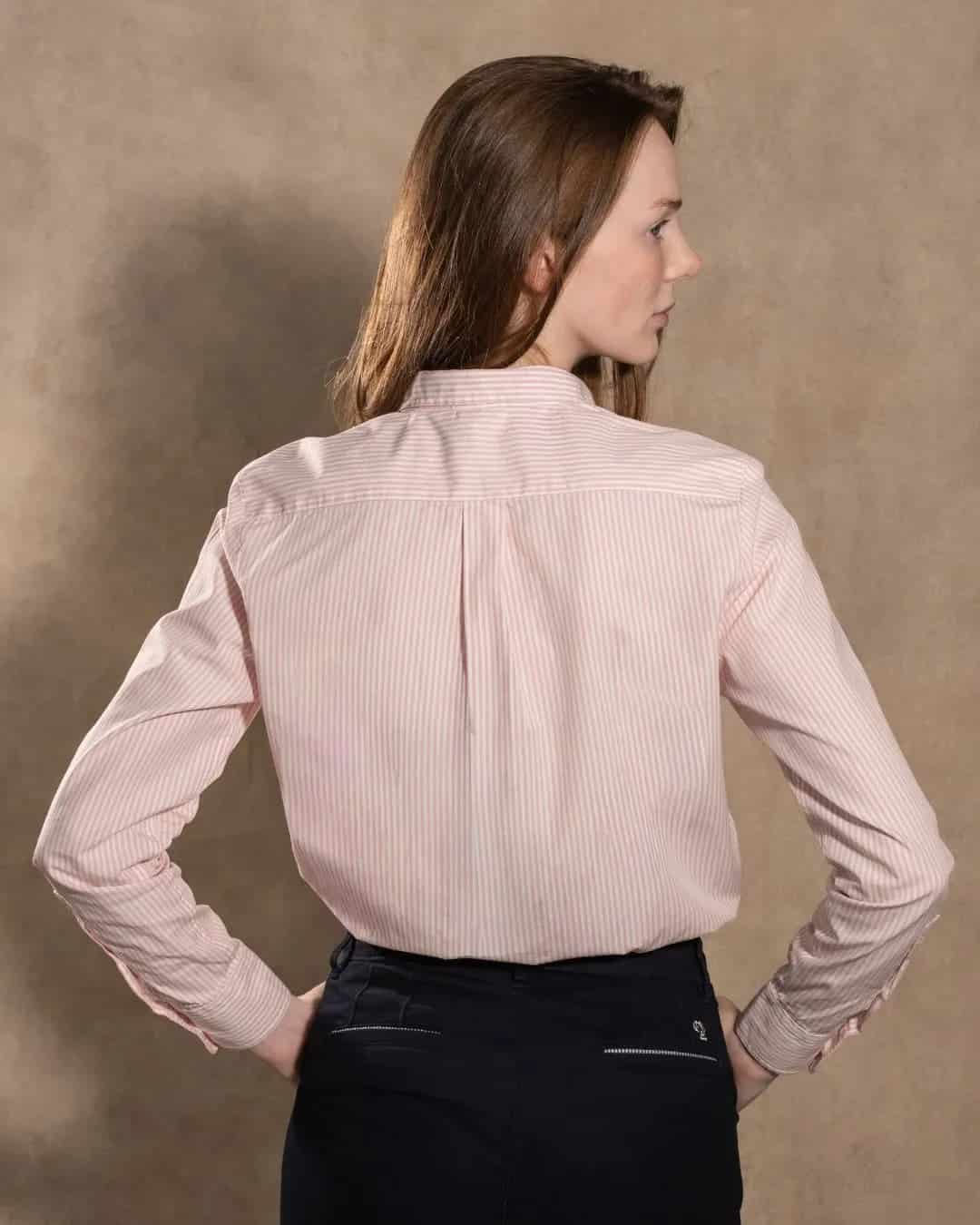 Camisa Antimanchas de Mujer Popelina Rayas Rosadas - miniatura 6
