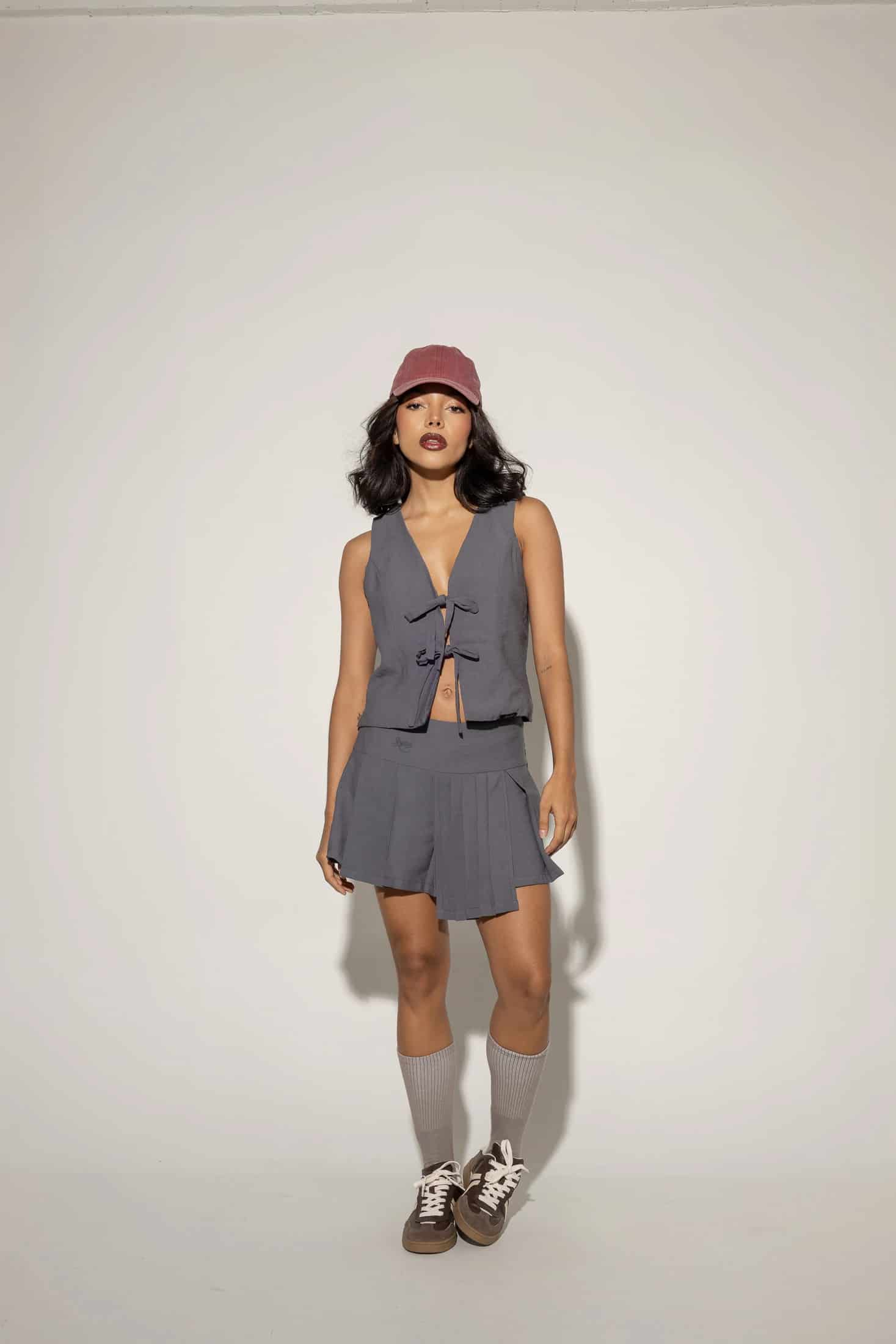Falda Mini Redemption asimétrica-Gris - miniatura 1