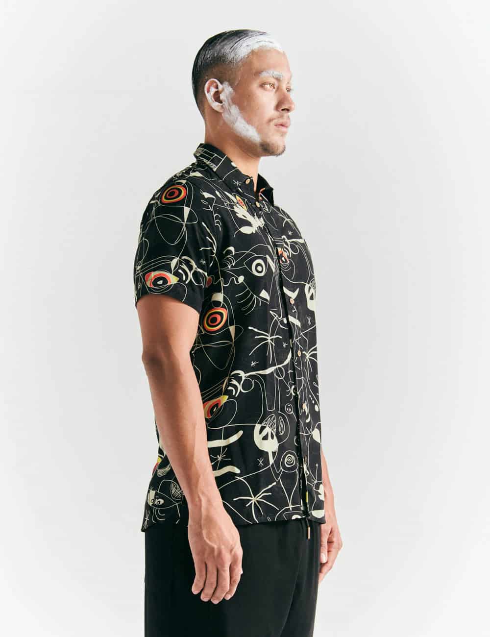 Camisa Regular Fit Miro  negro + crudo Hombre - miniatura 3