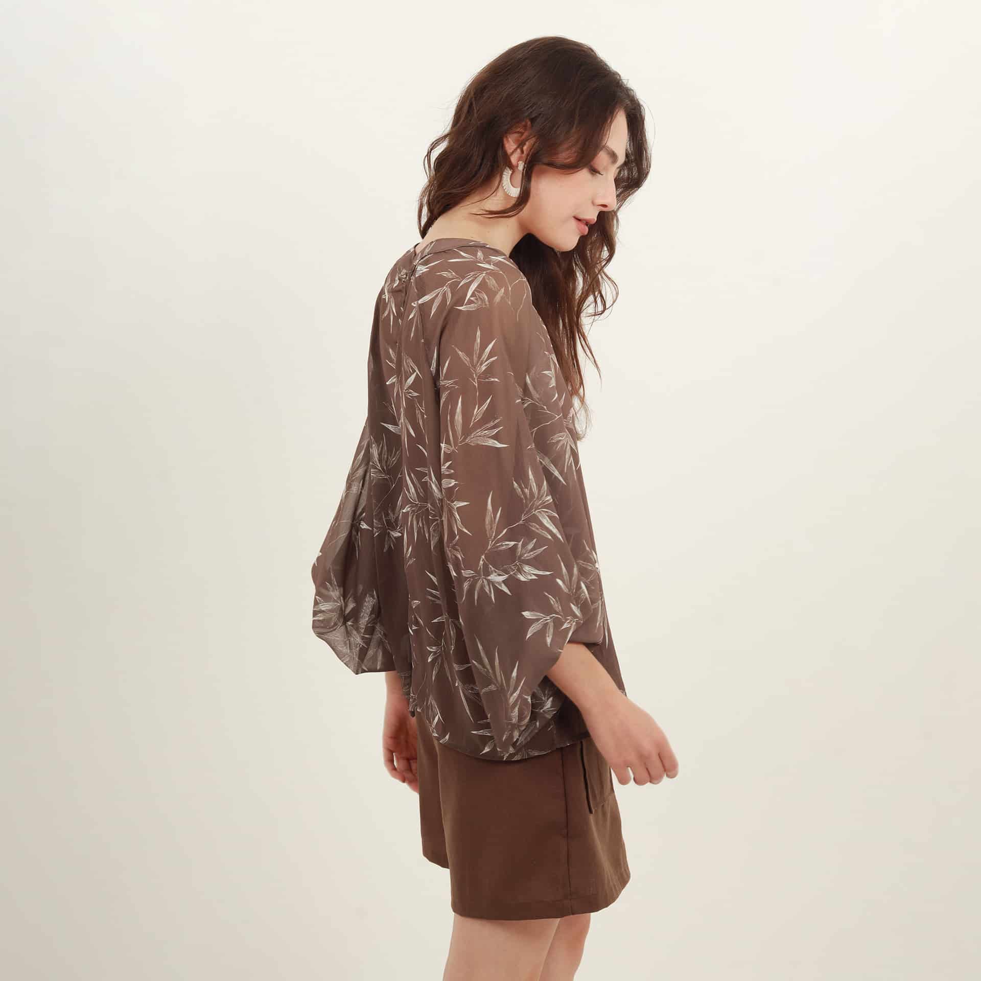 Blusa estampada cuello redondo manga globo - miniatura 10