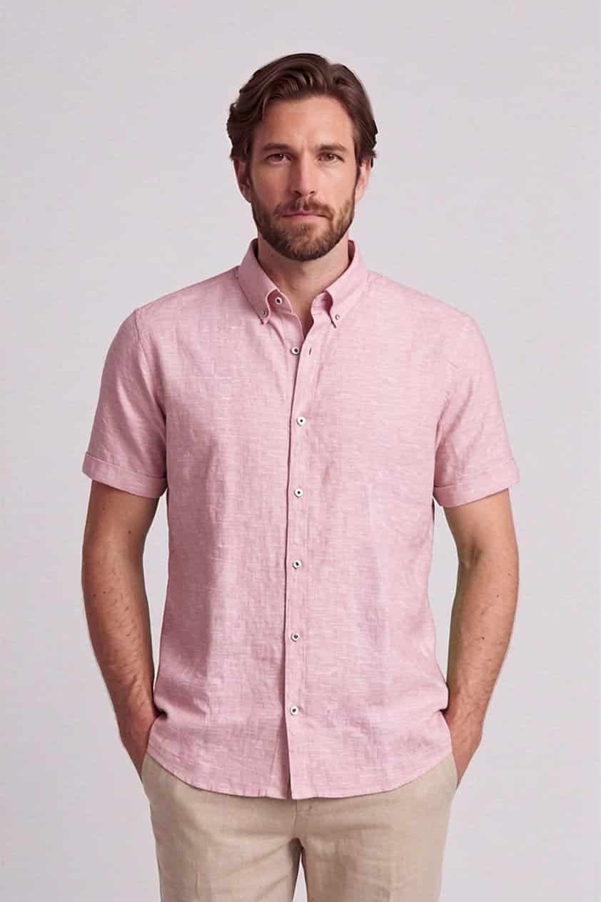 Camisa en lino manga corta para hombre Jon Sonen 017225036 - miniatura 4