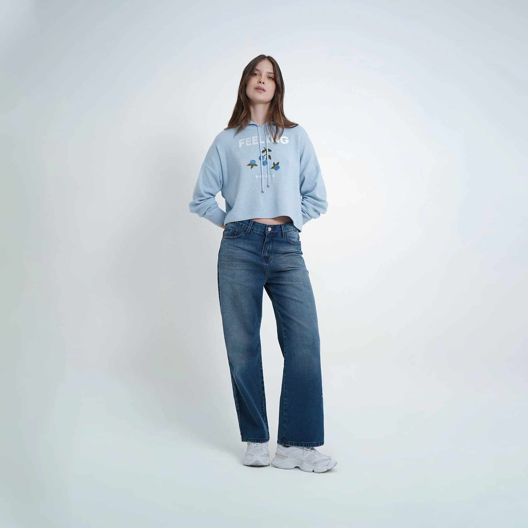 Buzo sudadera crop con capucha bordado Berry - miniatura 8