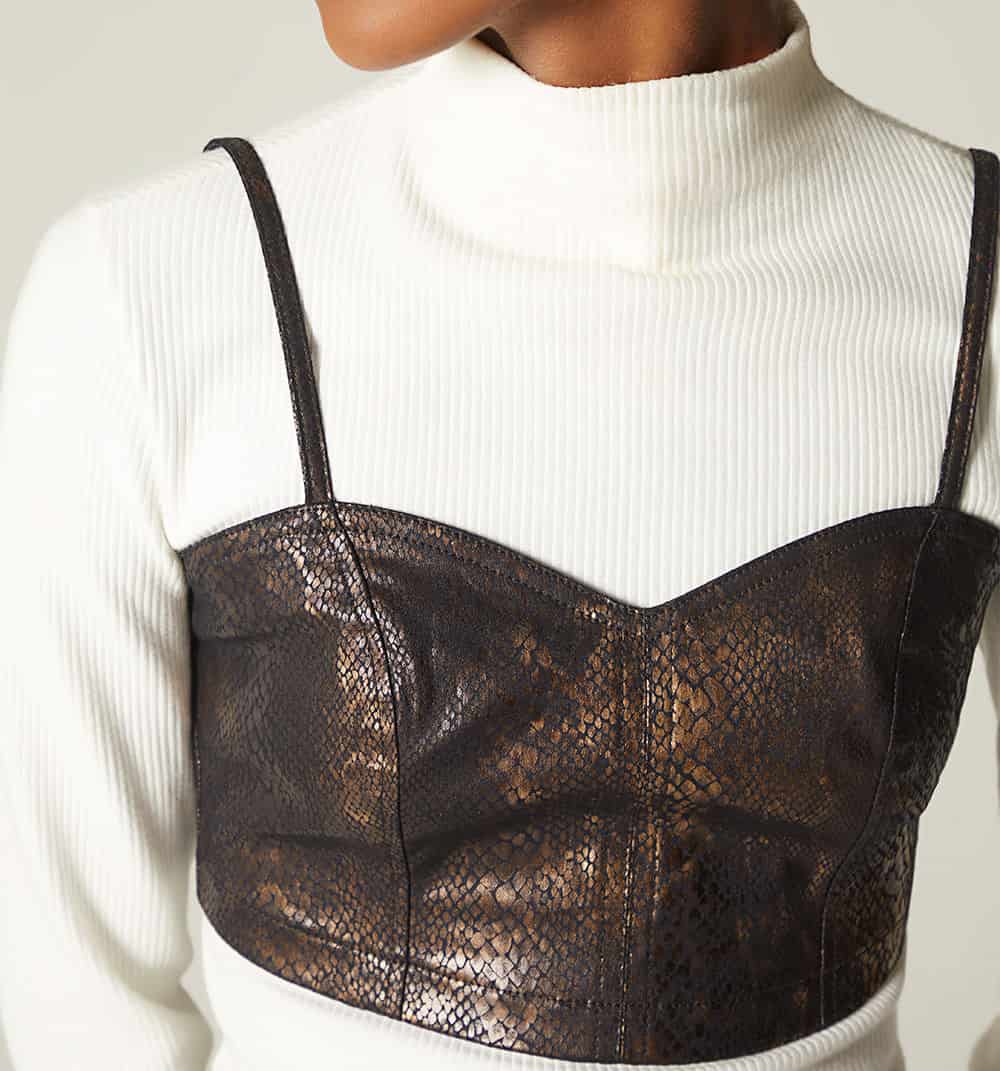Blusa crop top de tiras en piton - miniatura 3