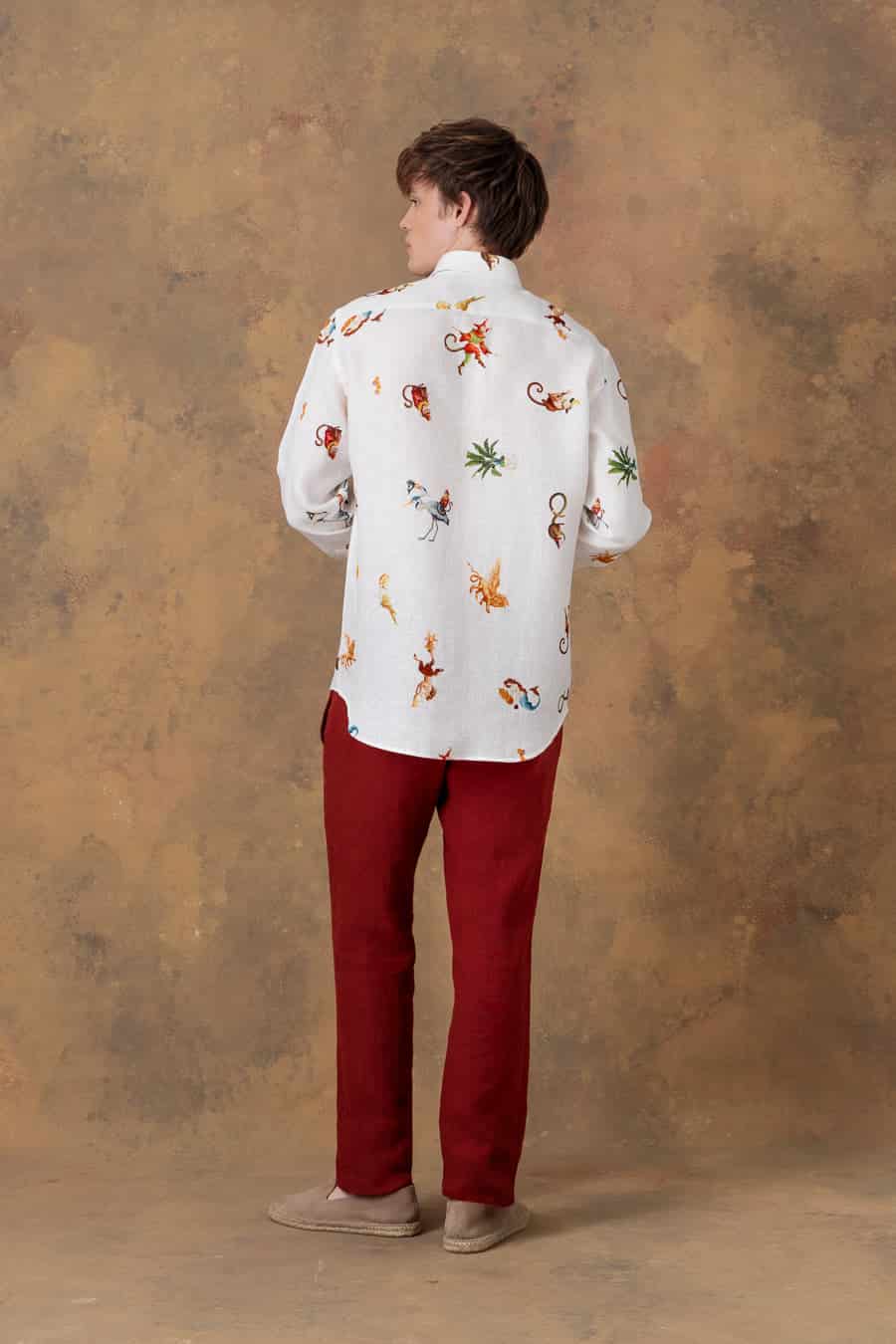 Men's linen shirt panteon white - miniatura 2