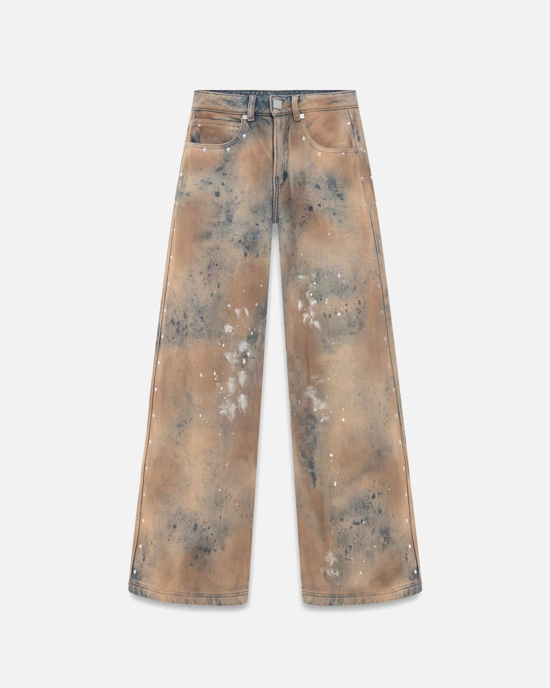 W 94' Riveted Painted Wide Jeans Gothic Blue - miniatura 1