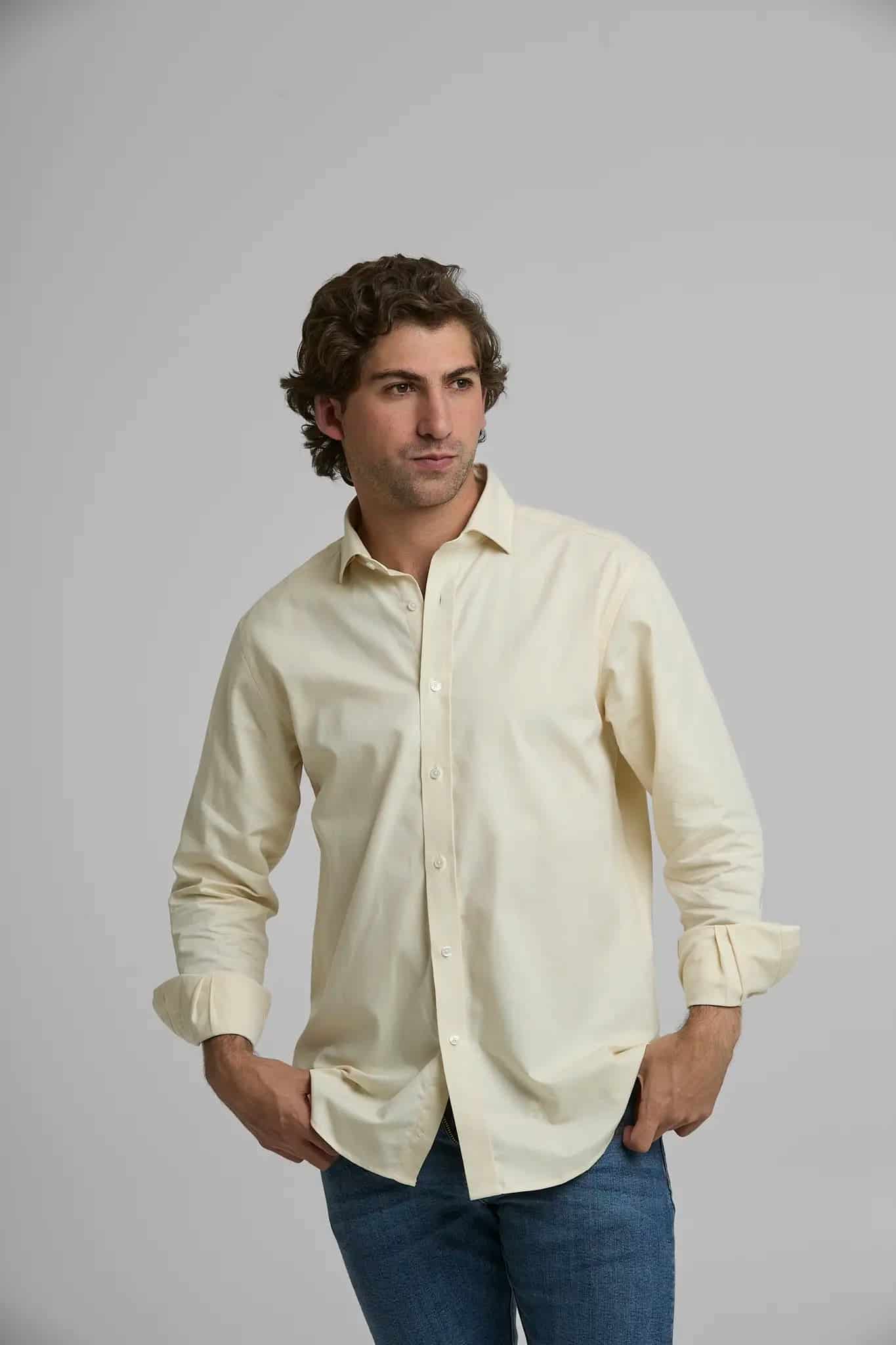 Camisa Hombre Oxford Amarilla - miniatura 1