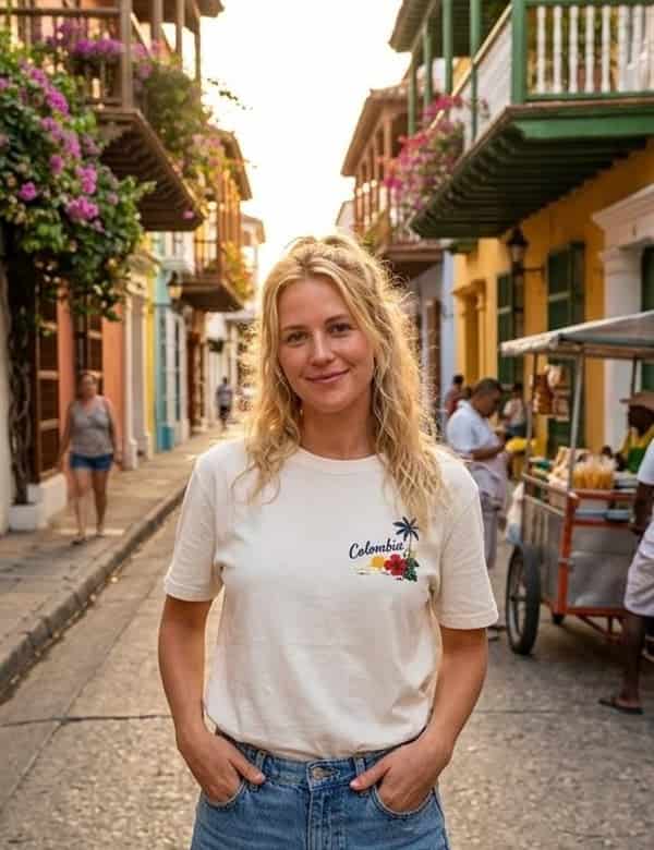 Camisa  Colombia  Numero 10  Azul Con Flores - miniatura 3