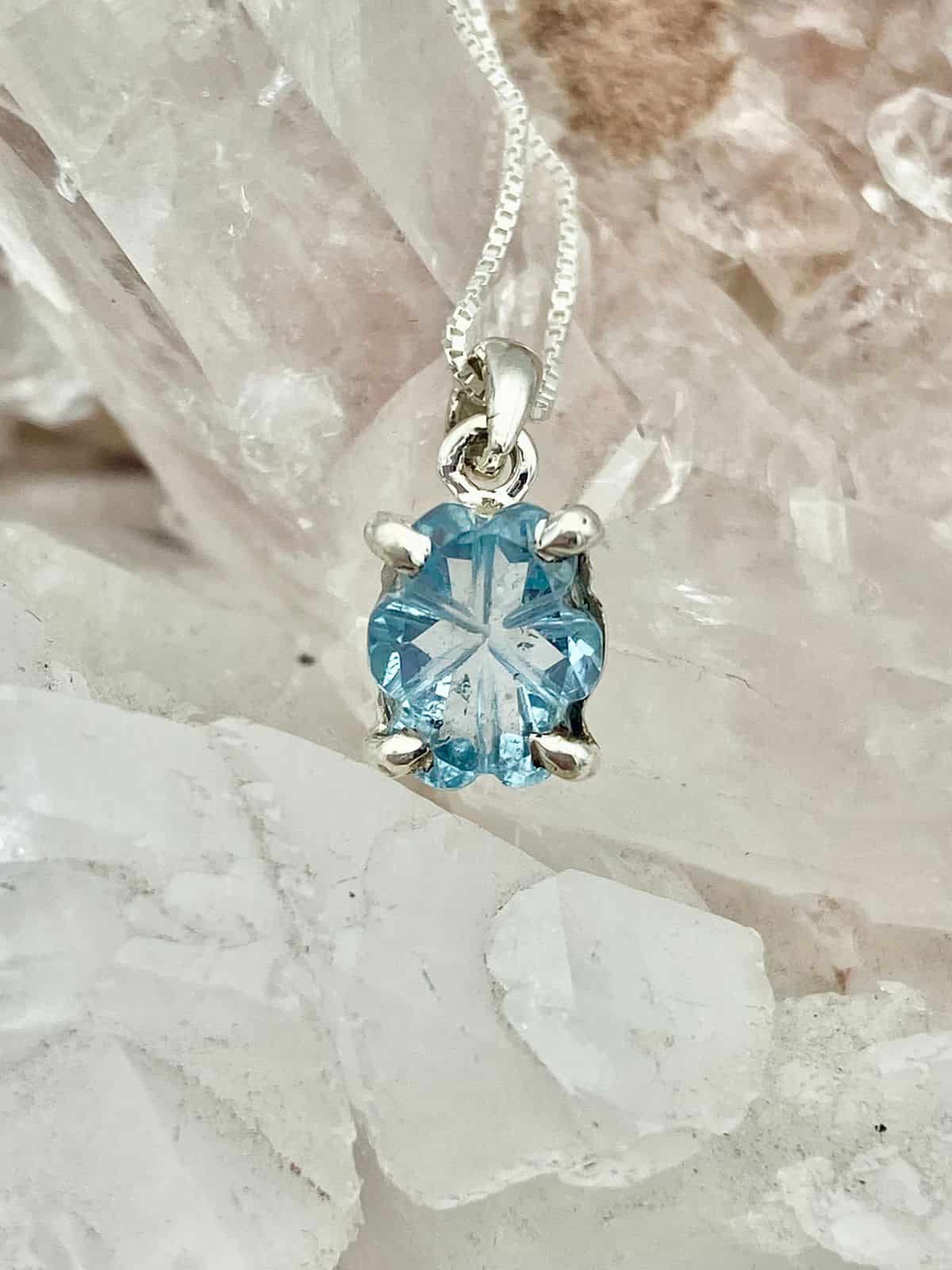 Aretes Topacio Azul flor - miniatura 2