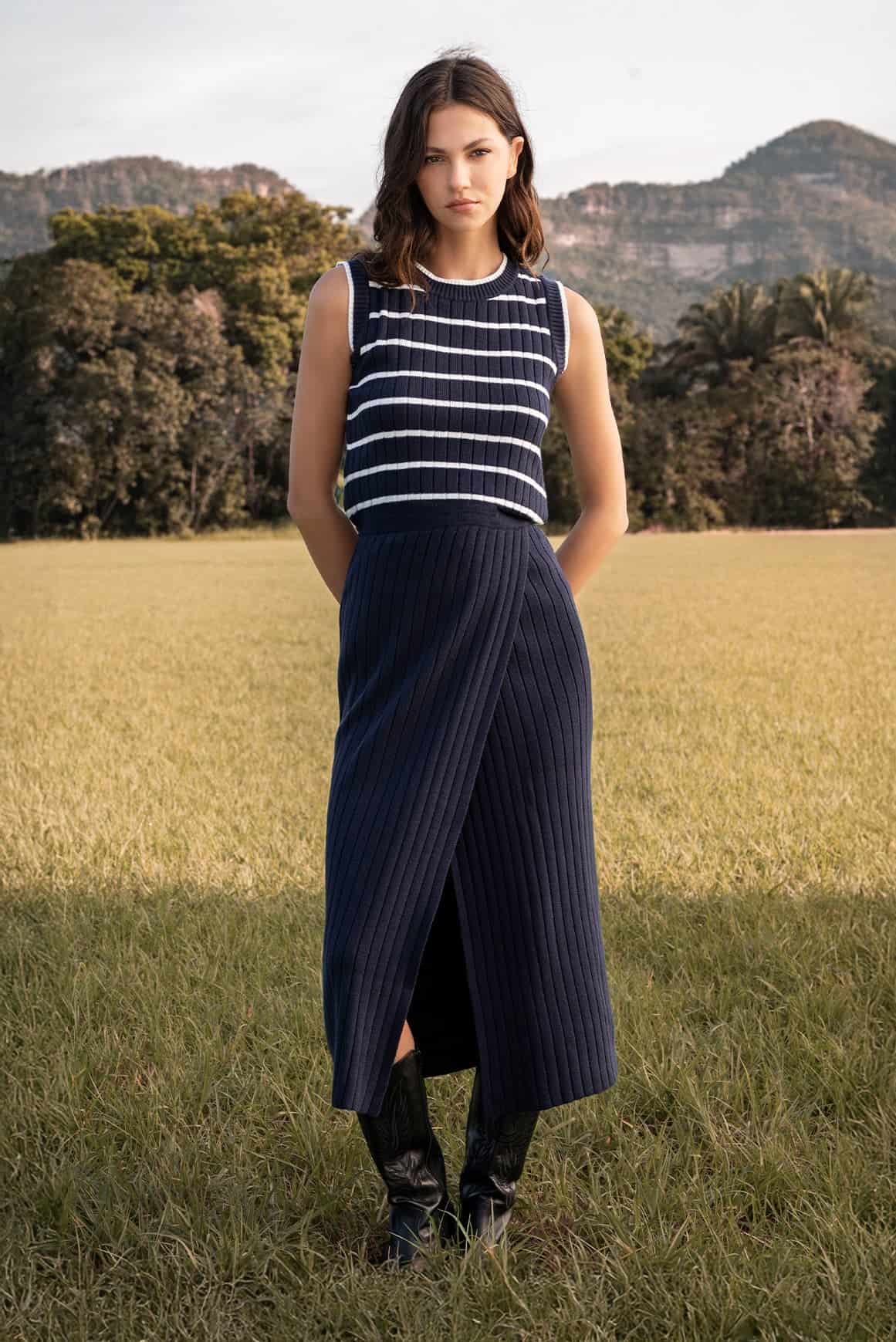 Falda Wrap Mujer Azul Oscuro - miniatura 2