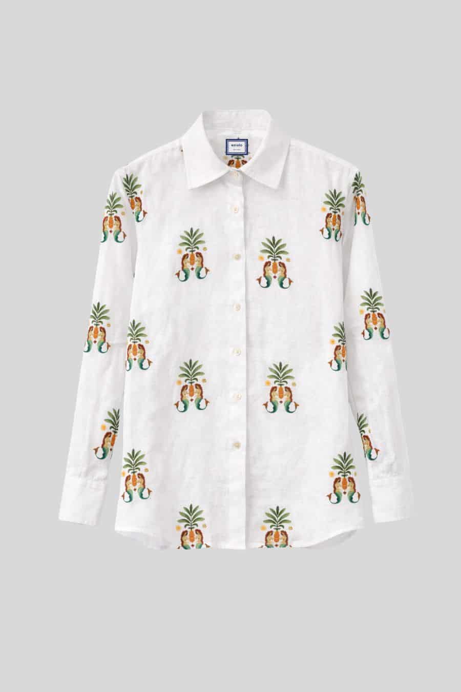 Women's shirt linen nerida white - miniatura 4