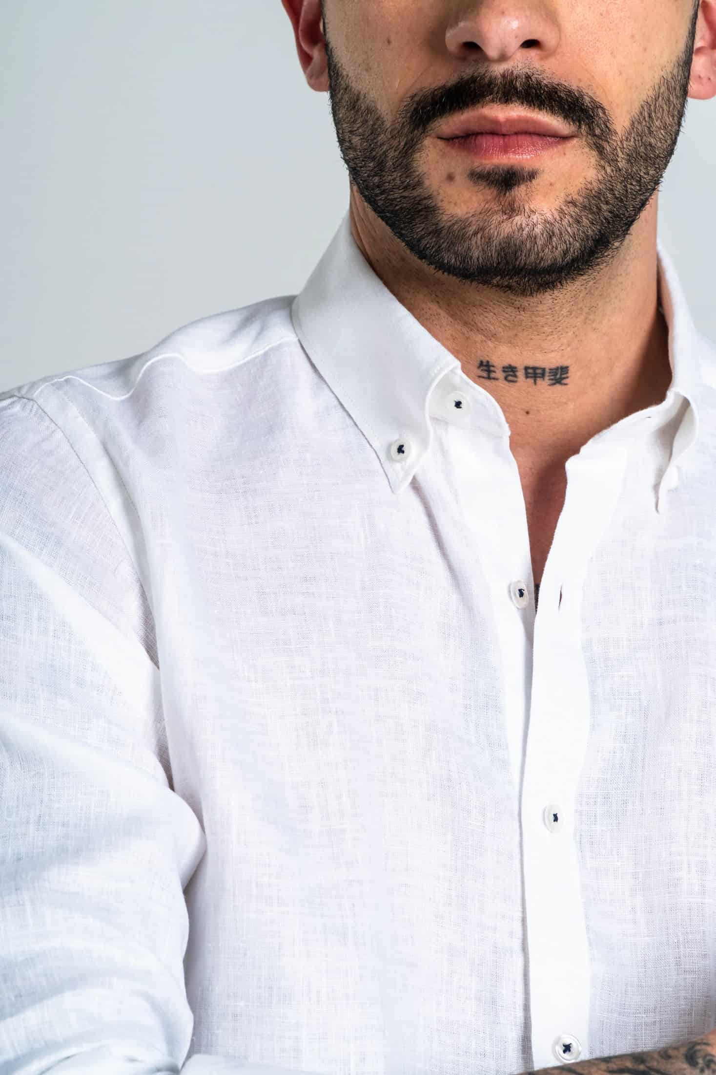 Camisa Botón Contraste Lino Blanco - miniatura 7