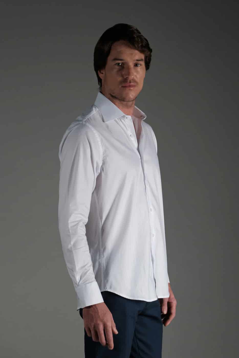 Camisa Classic Algodón Blanco Ojal Azul - miniatura 4