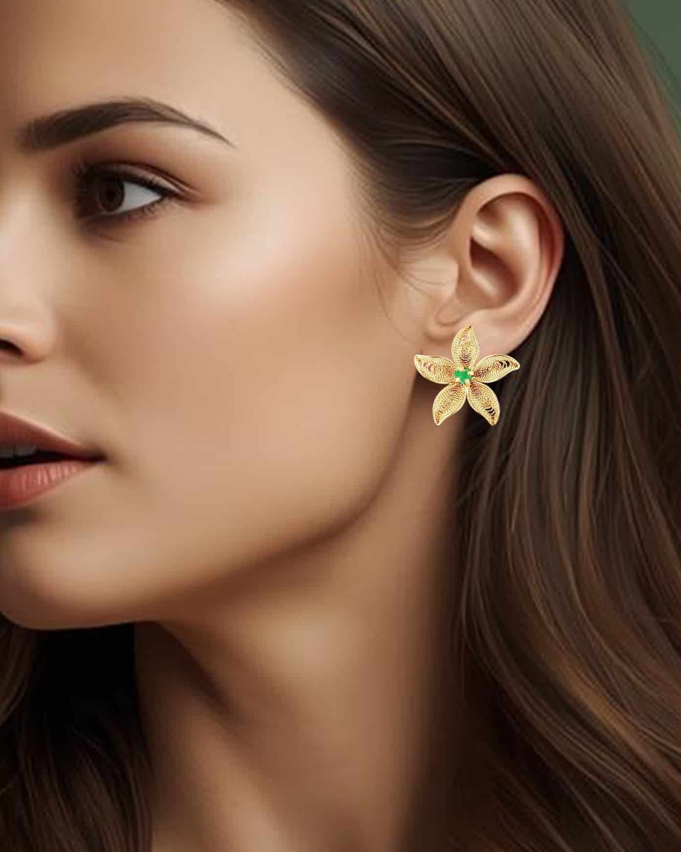 Aretes filigrana y esmeralda, estrella de mar - miniatura 2