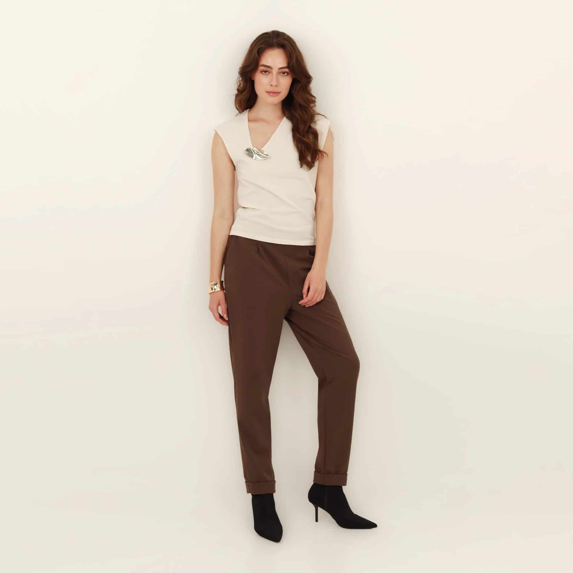 Pantalón bota recta guardapolvo con elastico en cintura - miniatura 1