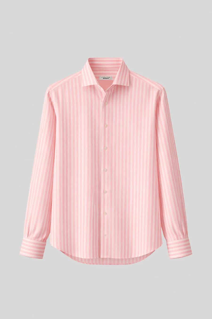 Men's linen shirt striped pink - miniatura 1