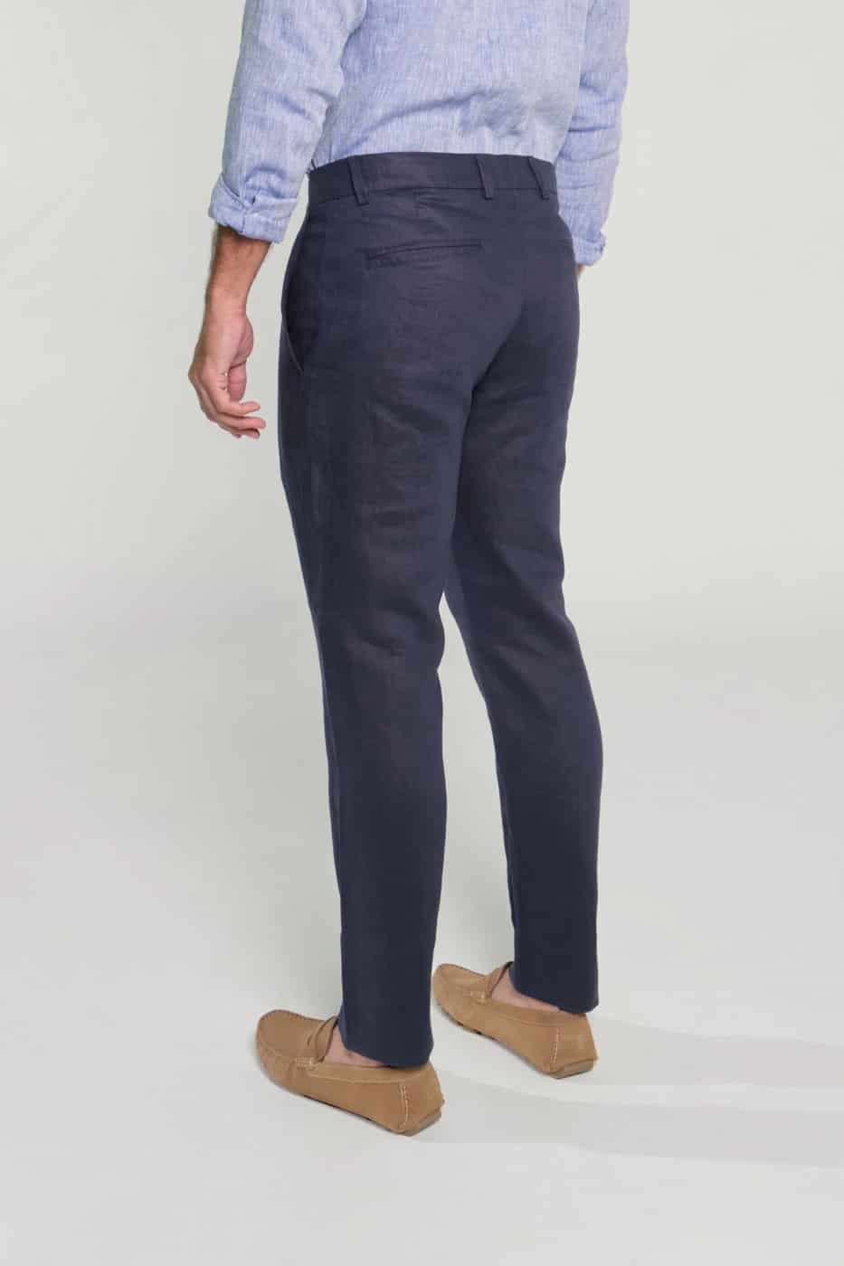 Pantalón Slim Lino Azul Navy - miniatura 3