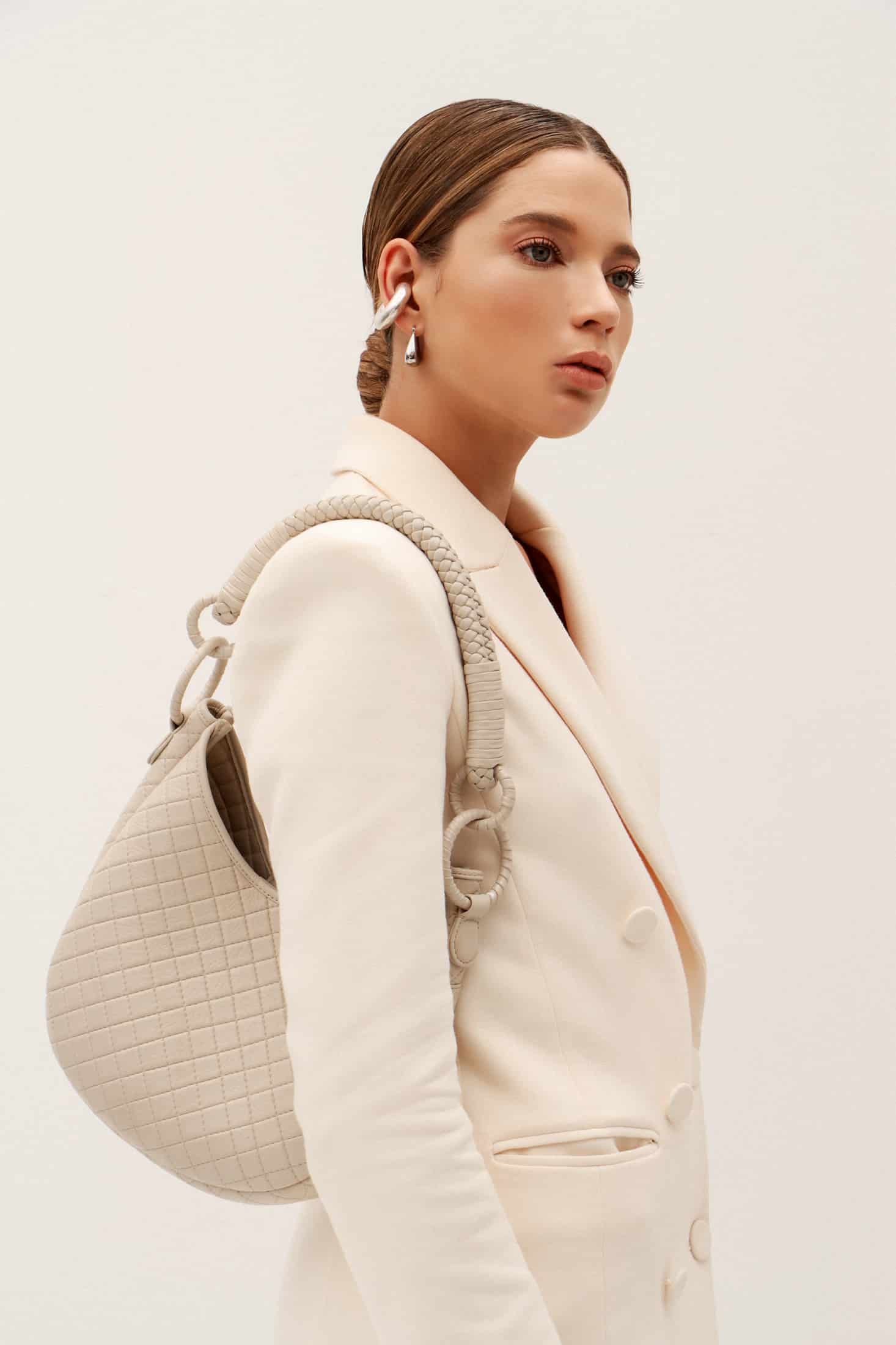 Saddle Shoulder Bag, Beige - miniatura 3
