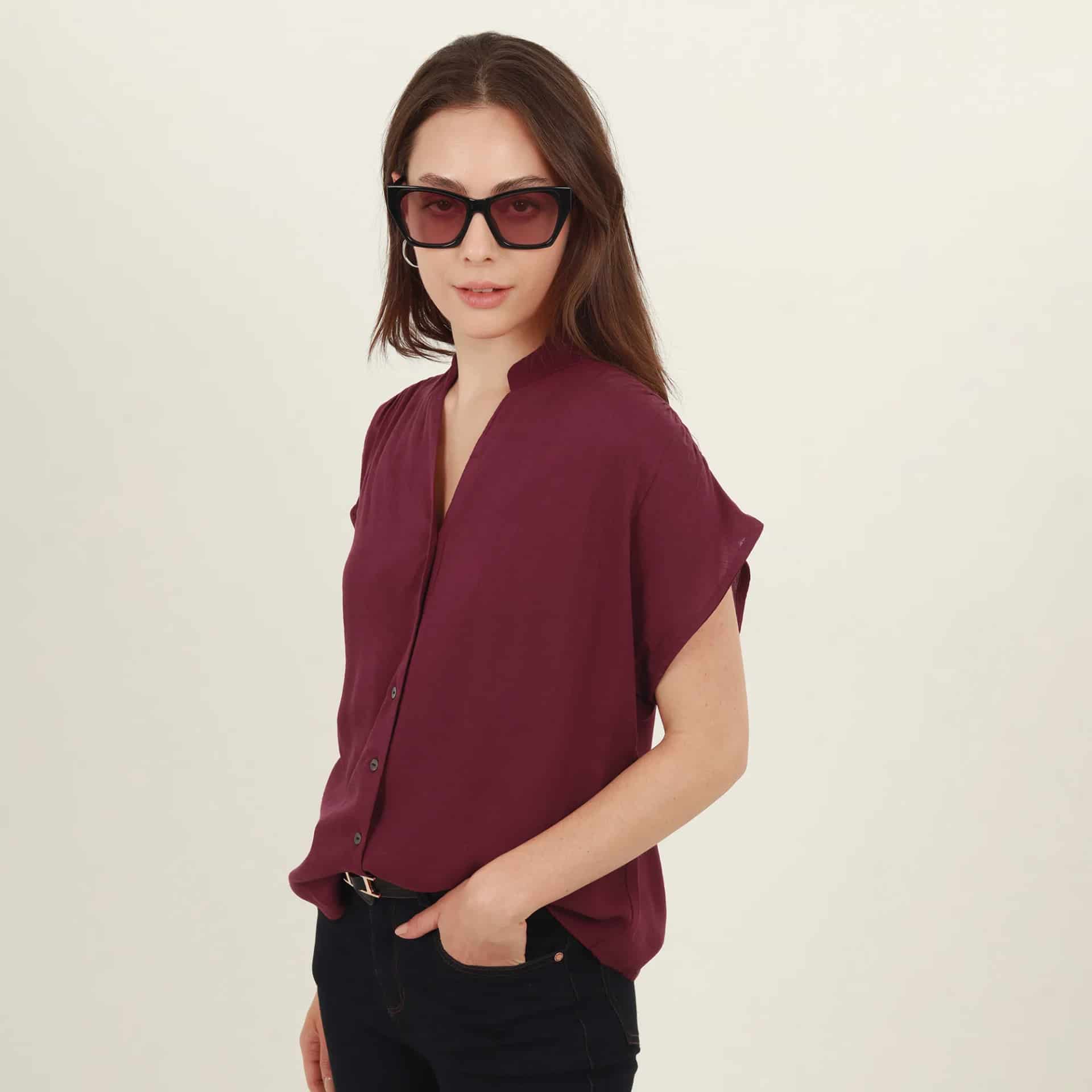 Blusa abierta cuello nerú manga sisa rodada - miniatura 4