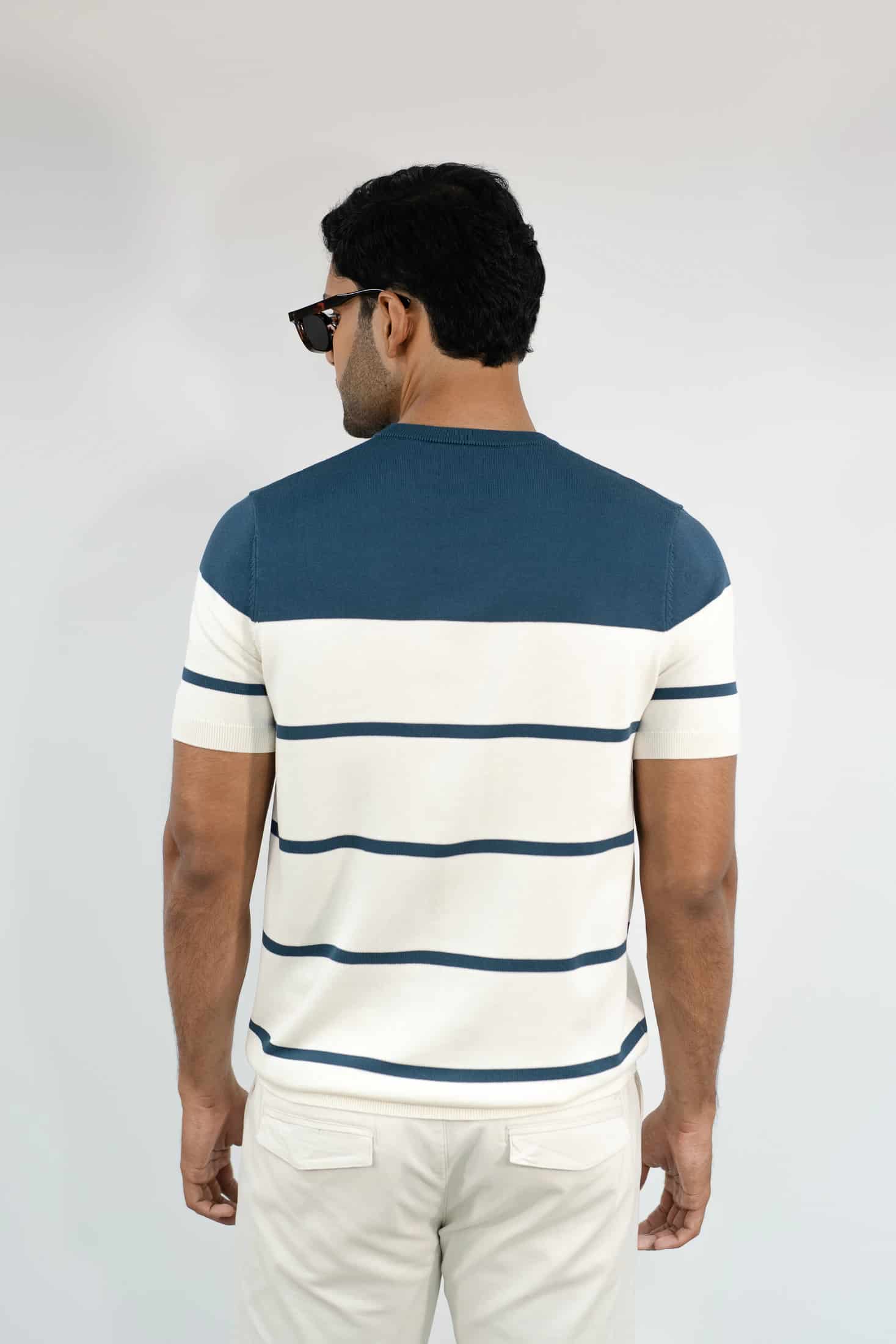 Suéter Fashion Azul Petróleo/Crema - miniatura 4