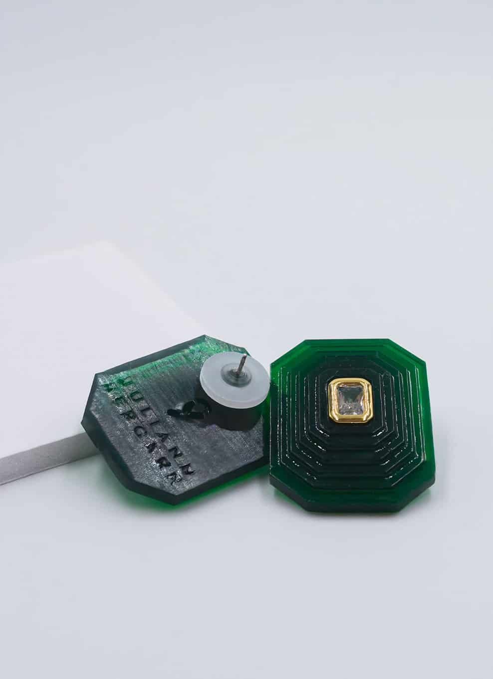 OTTAGONO M - GREEN EARRINGS - miniatura 3