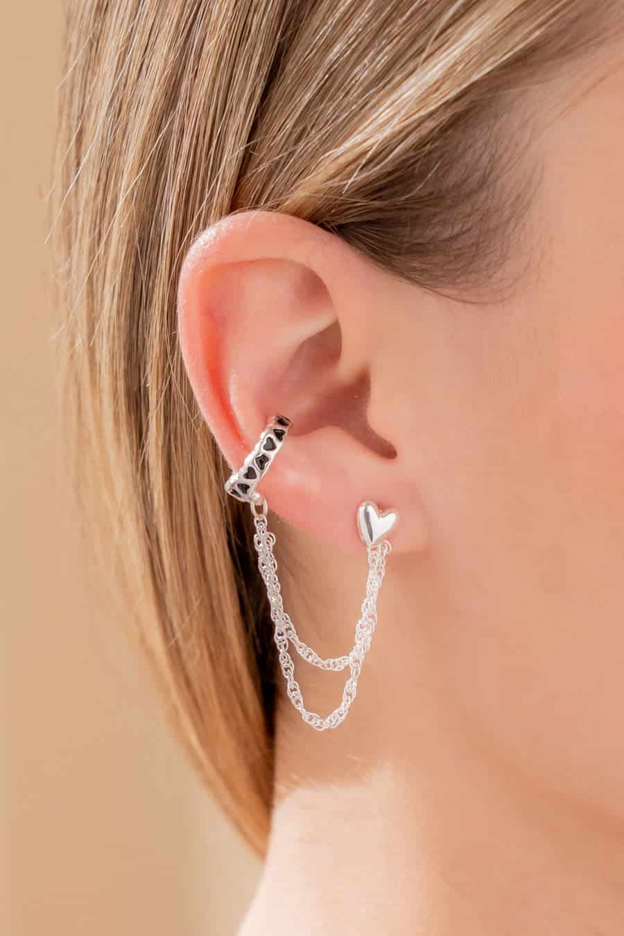 Aretes Solitario Corazón - miniatura 2