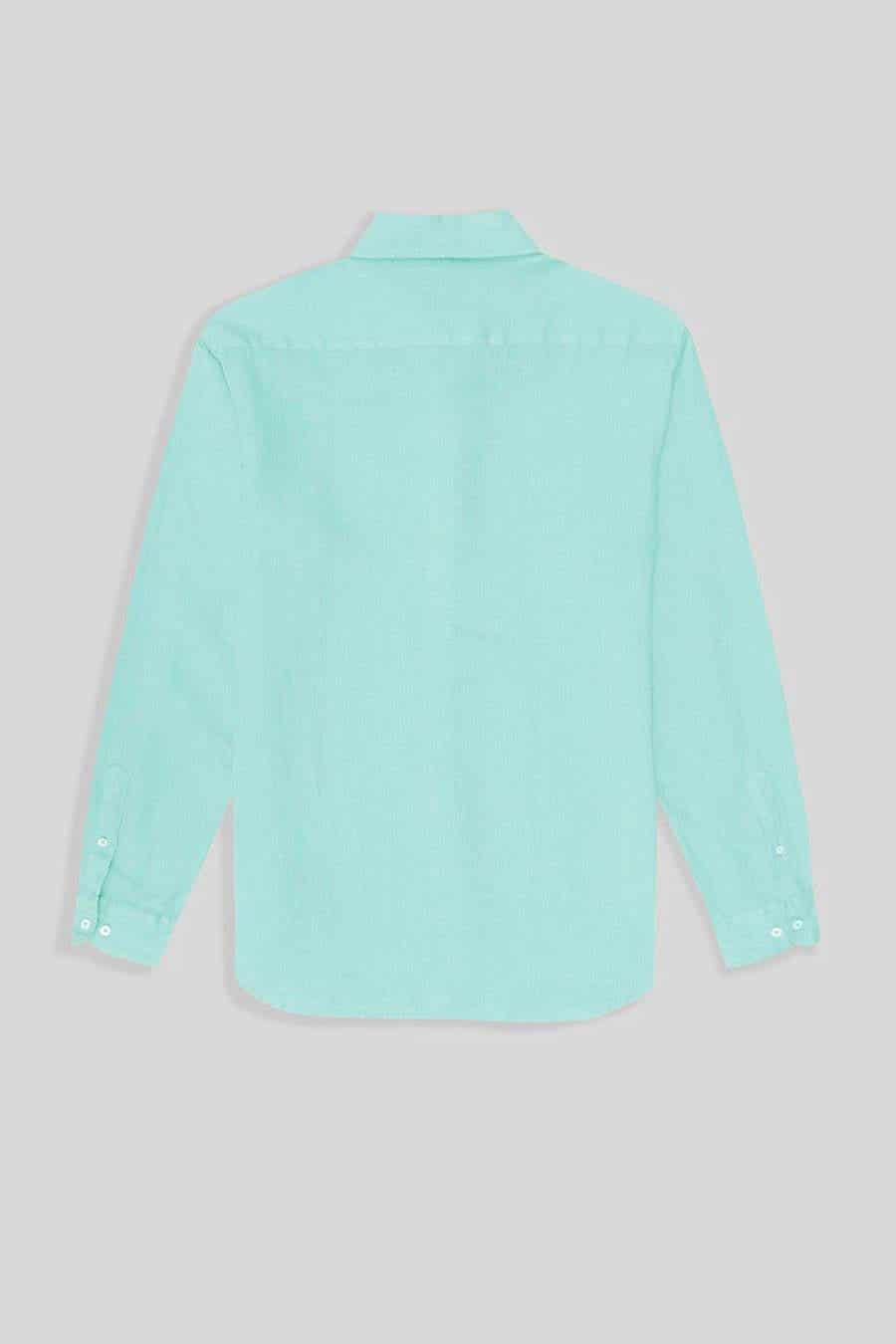 Men's linen shirt aquamarine basic - miniatura 2