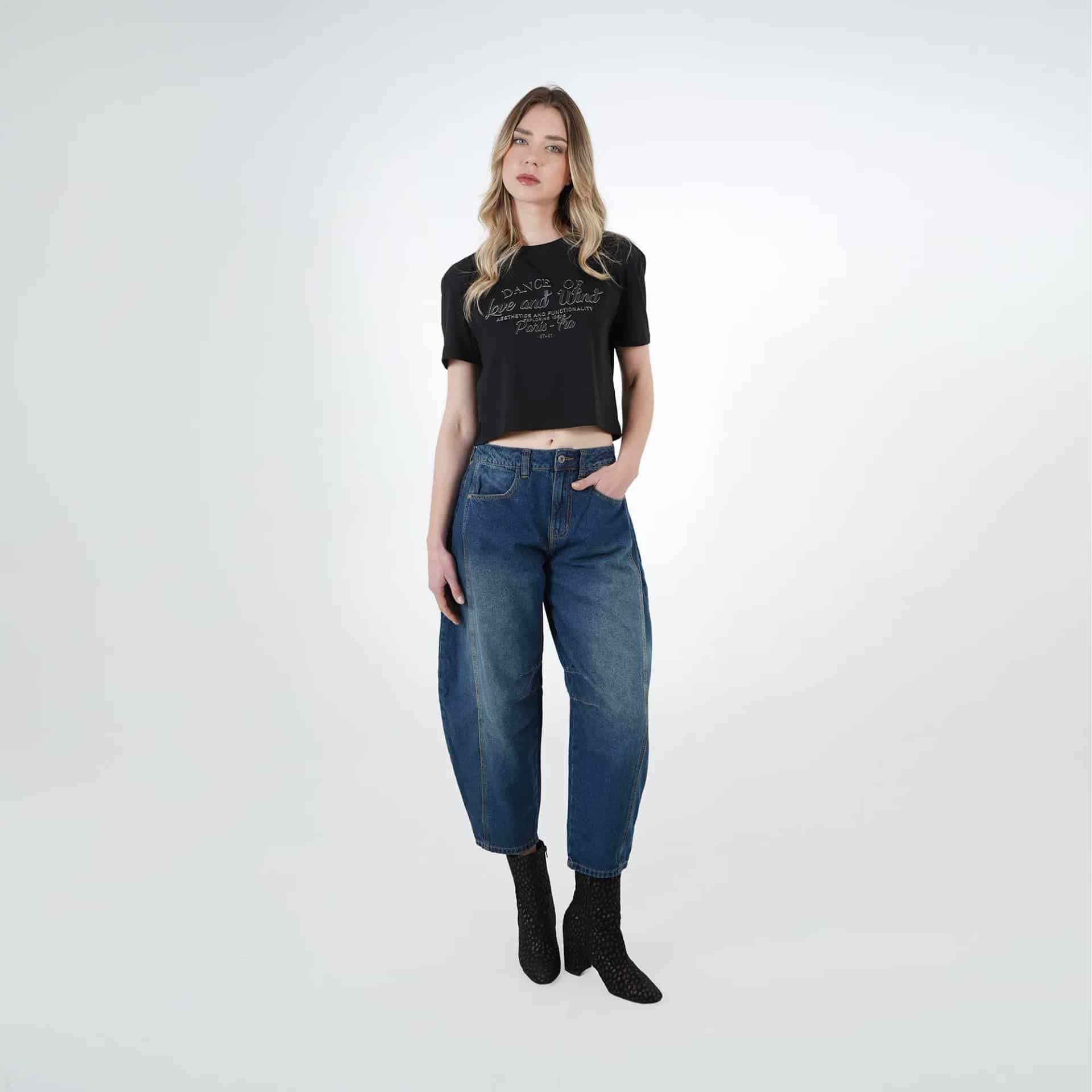 Camiseta crop cuello redondo manga corta estampado Dance - miniatura 7