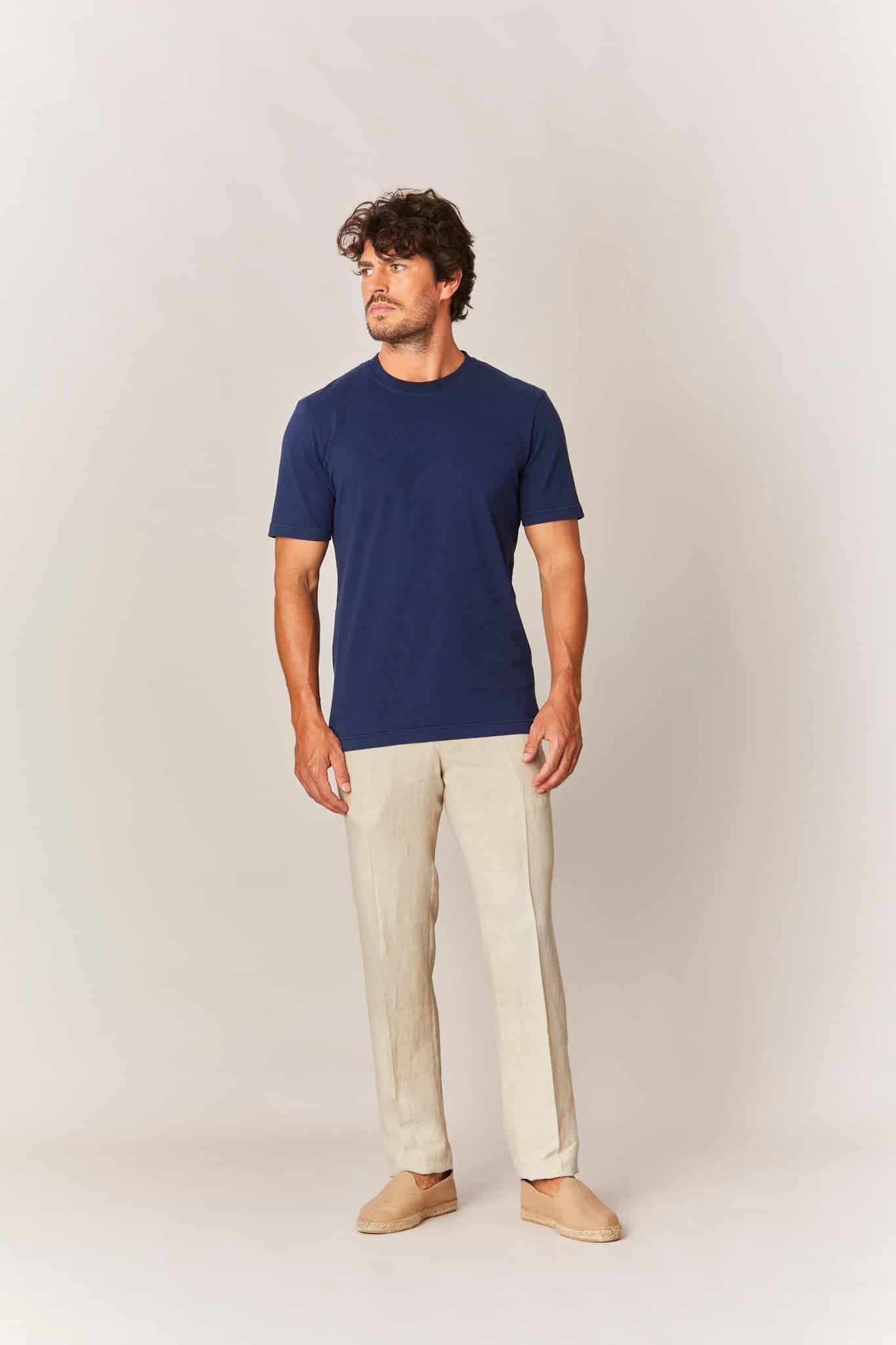 men’s cotton t-shirt navy giorgio - miniatura 3