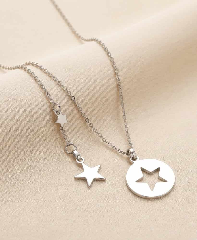 Cadena estrella tipo corbata en plata ley 925 - miniatura 2