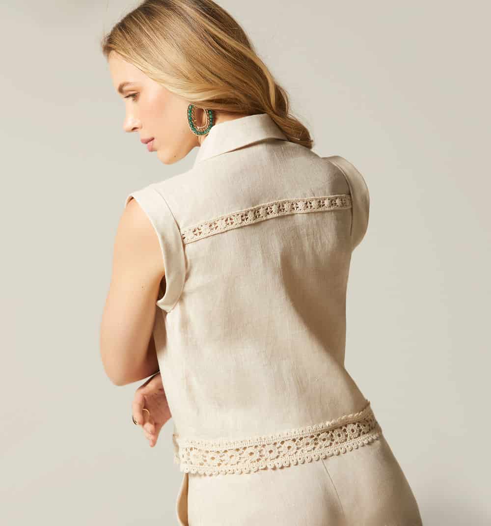 Blusa sisa con encajes crochet - miniatura 4