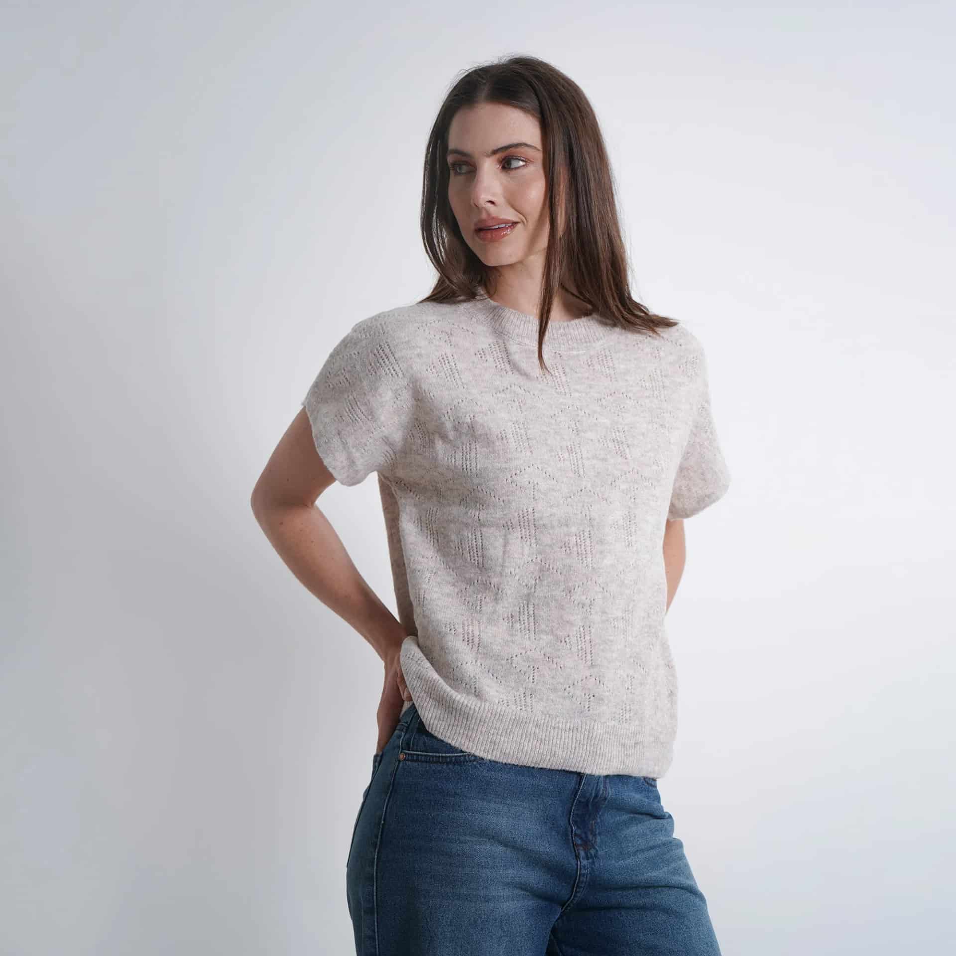 Sweater Cuello Redondo Manga Corta - miniatura 1