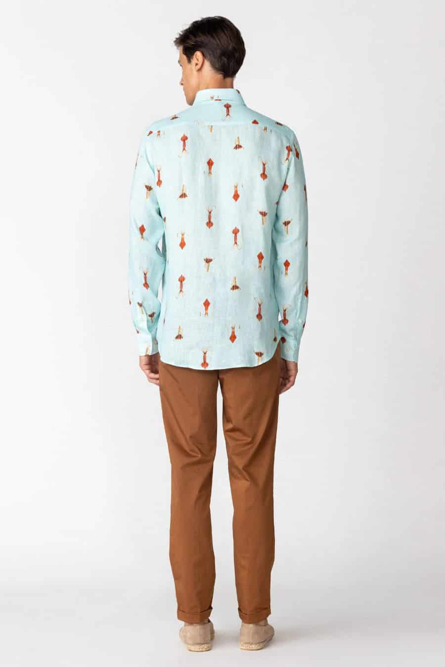 Men's linen shirt sky blue verne - miniatura 3