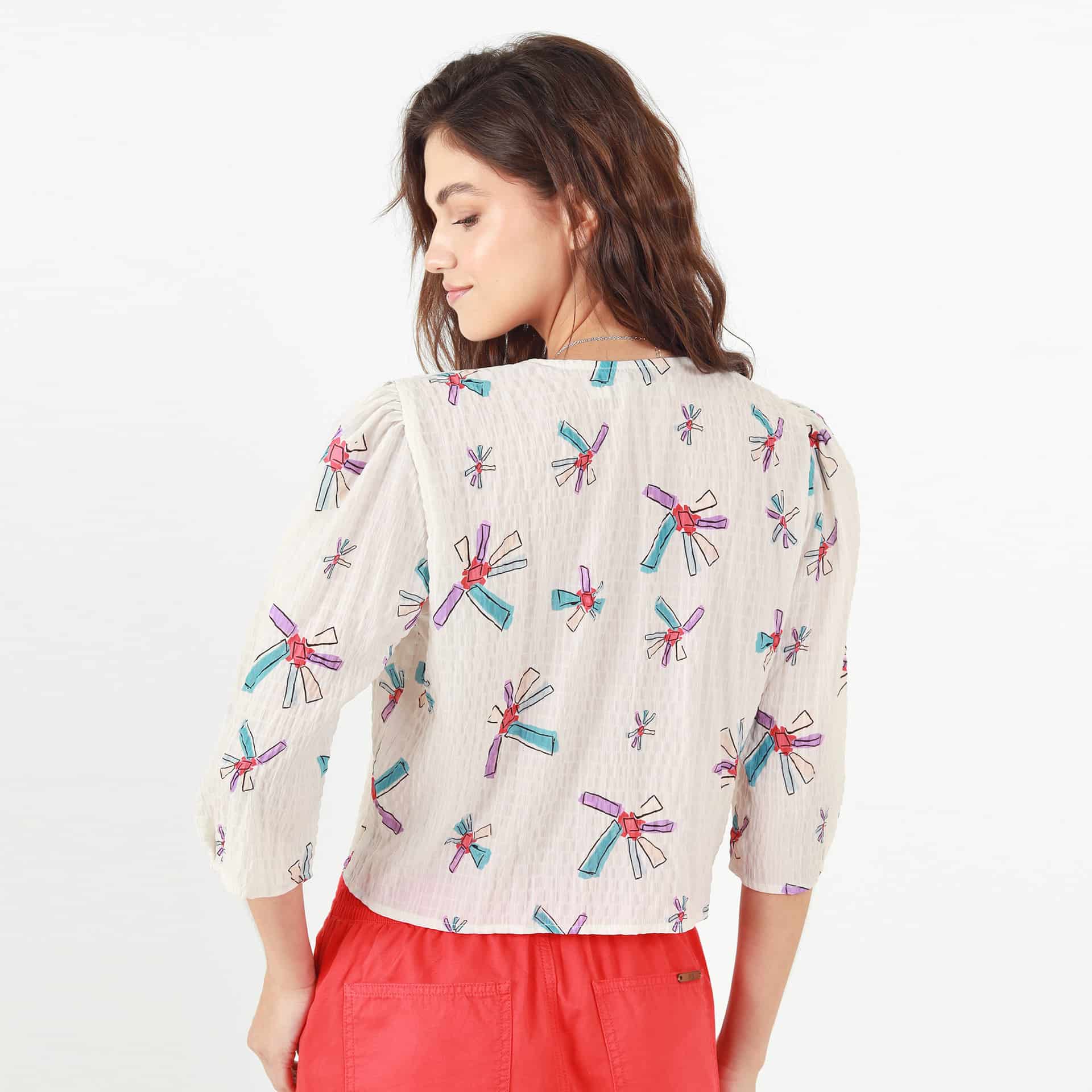 Blusa Cuello V Manga 3cuartos - miniatura 6