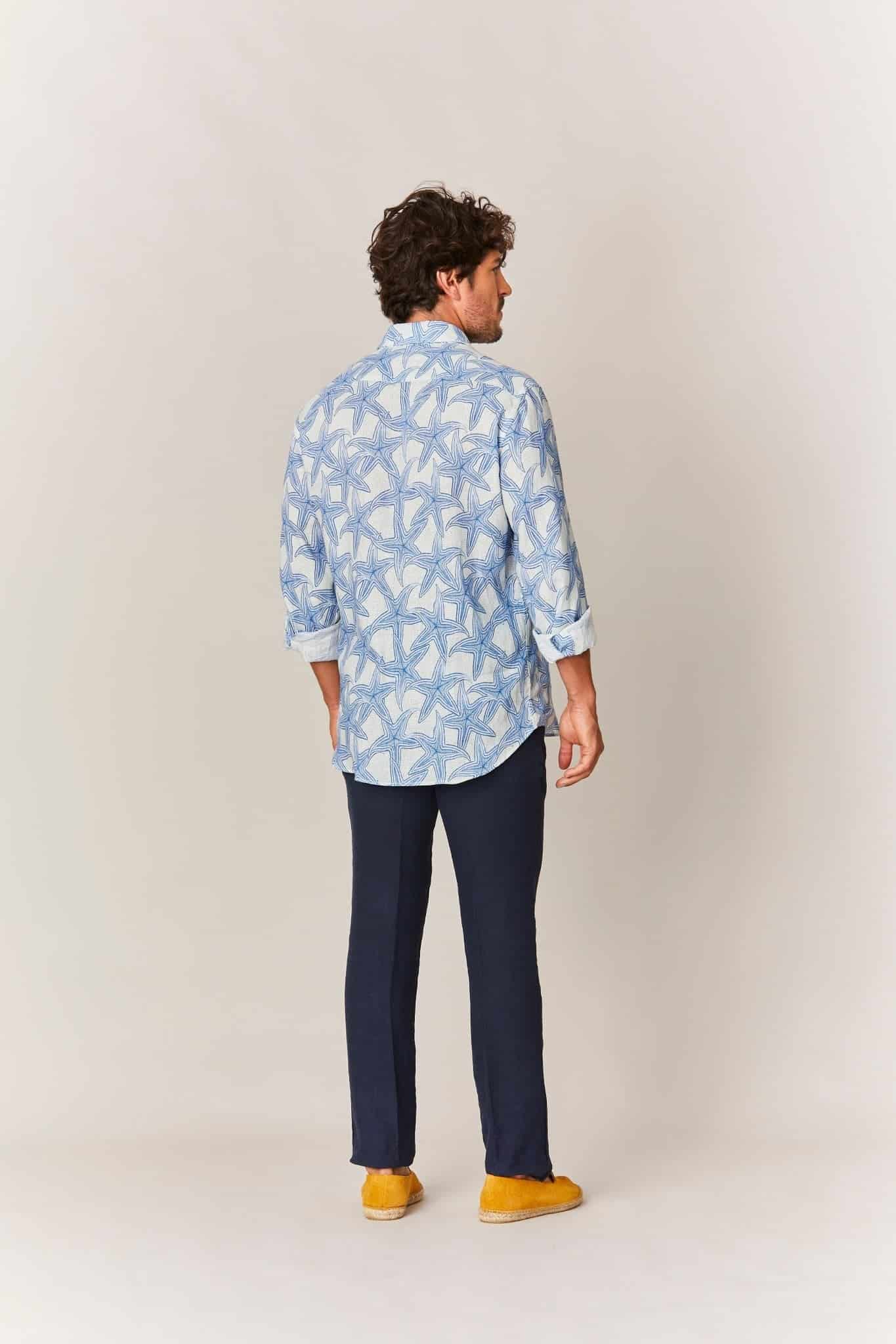 Men's linen shirt white stella - miniatura 4