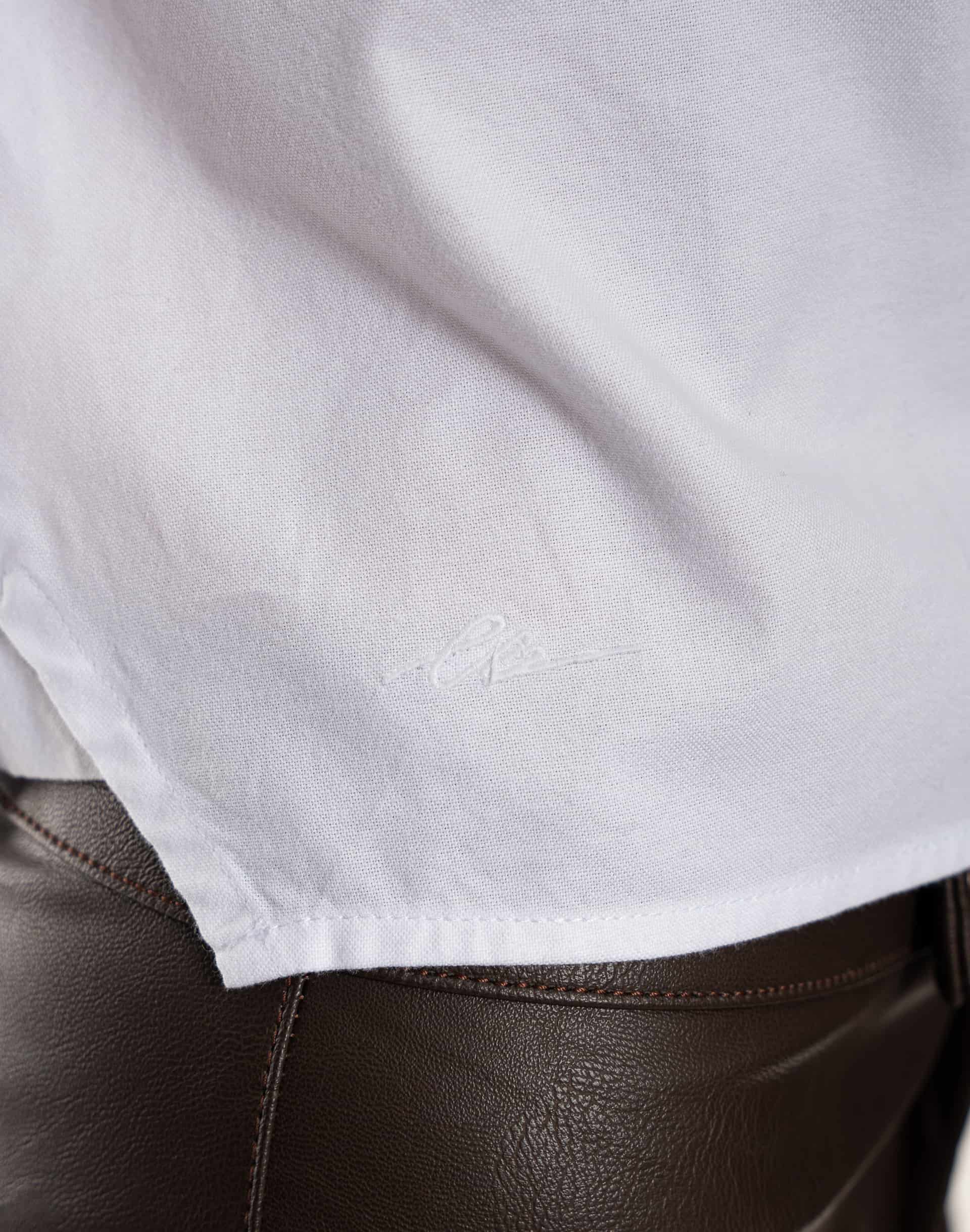 Camisa Manga Larga Cuello Camisero Algodón Blanco - miniatura 2