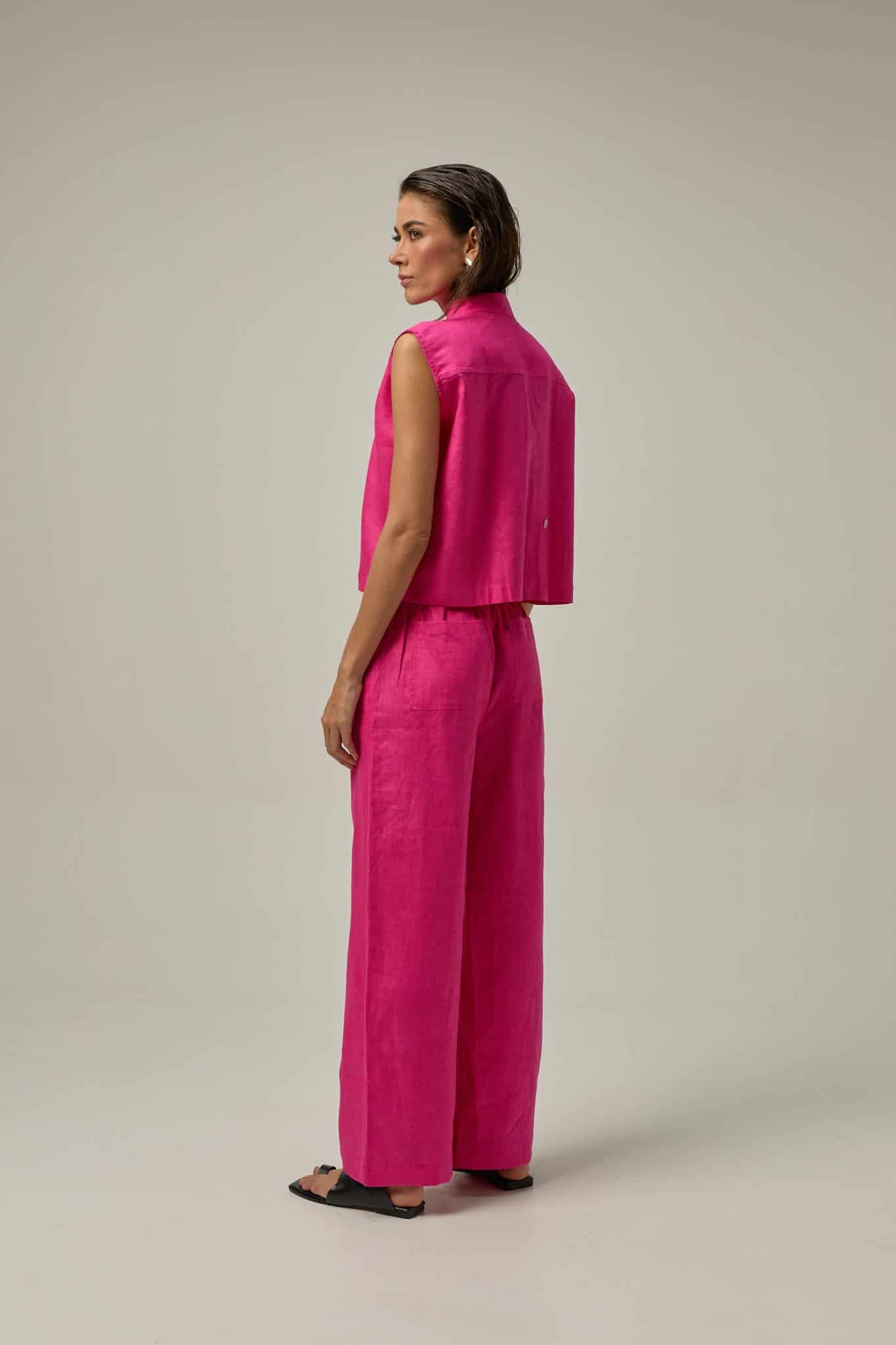 Chaleco Muse de lino | rosado Hot Pink - miniatura 2