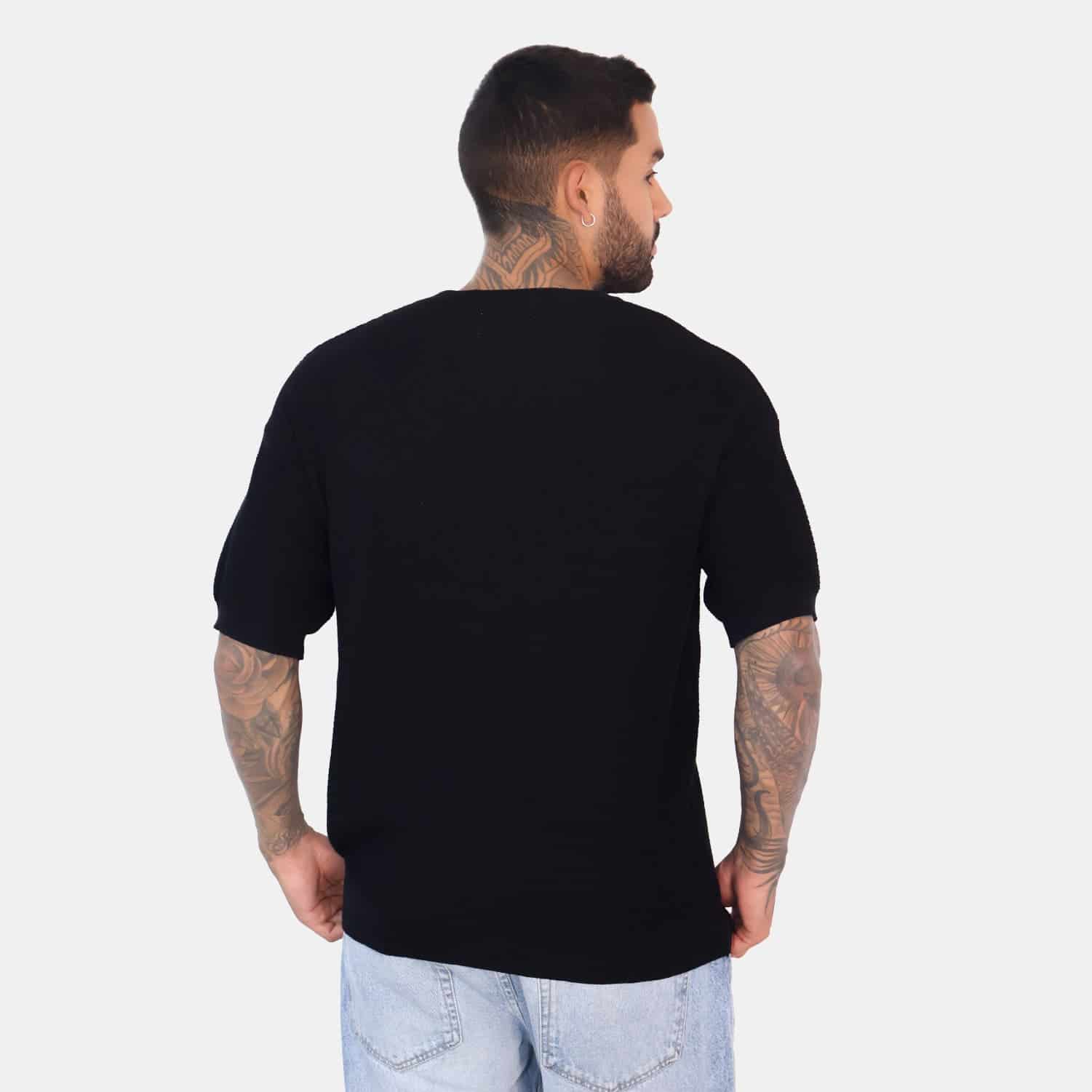 Textured Knit Tee Black - miniatura 3