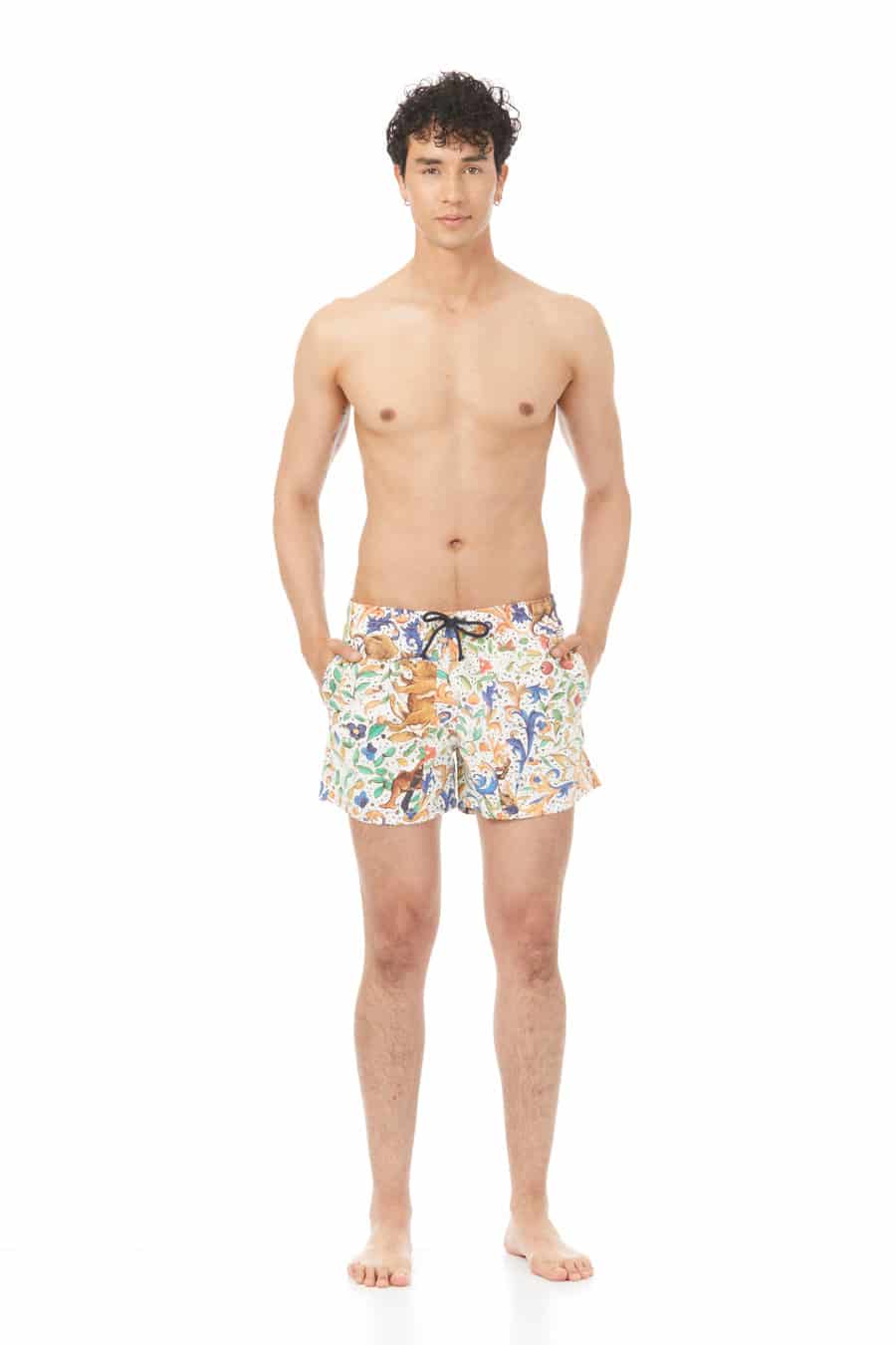 Men's swim trunk white lorenzo - miniatura 1