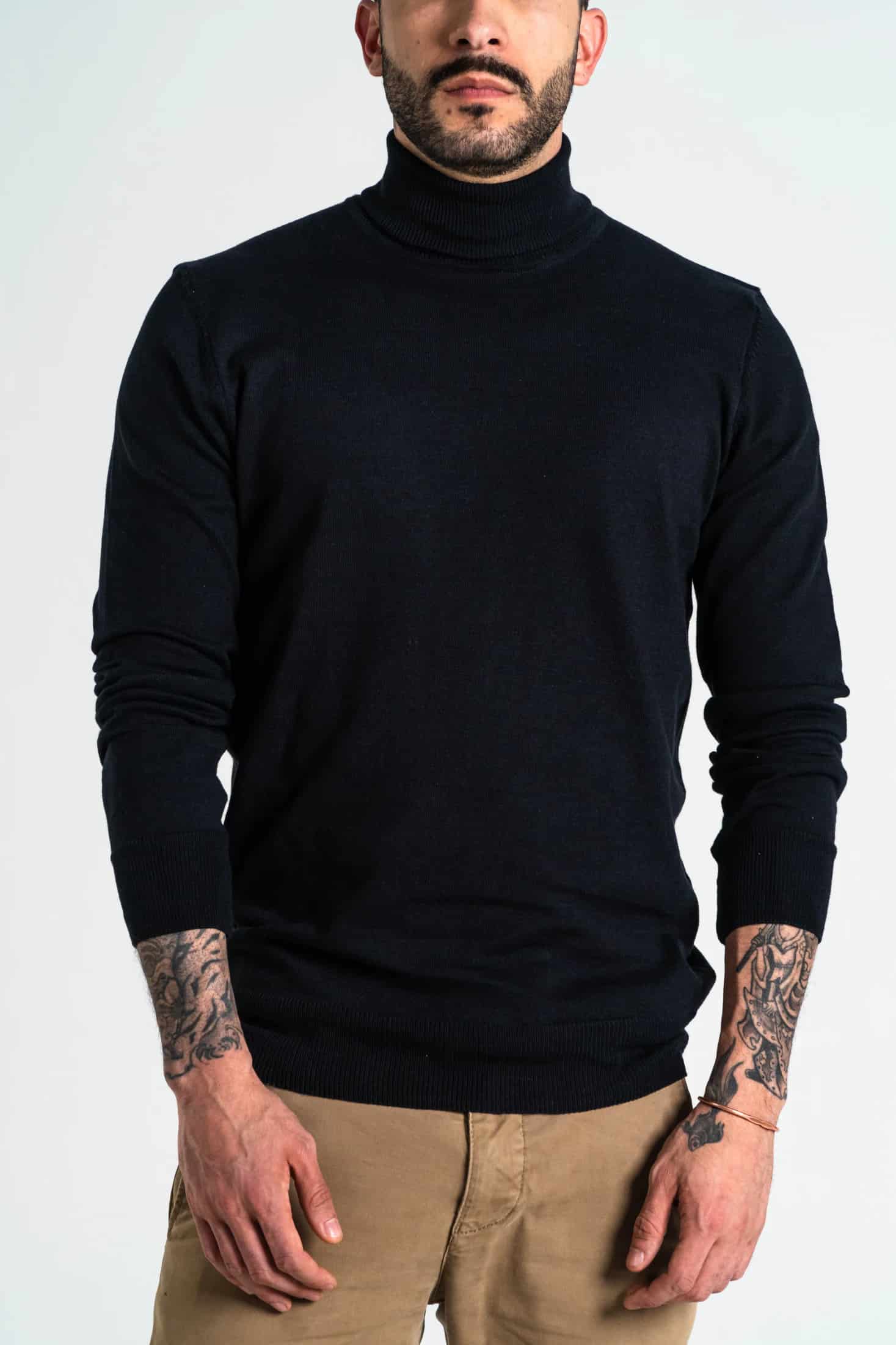 Jersey Cuello Alto Algodón Negro - miniatura 5