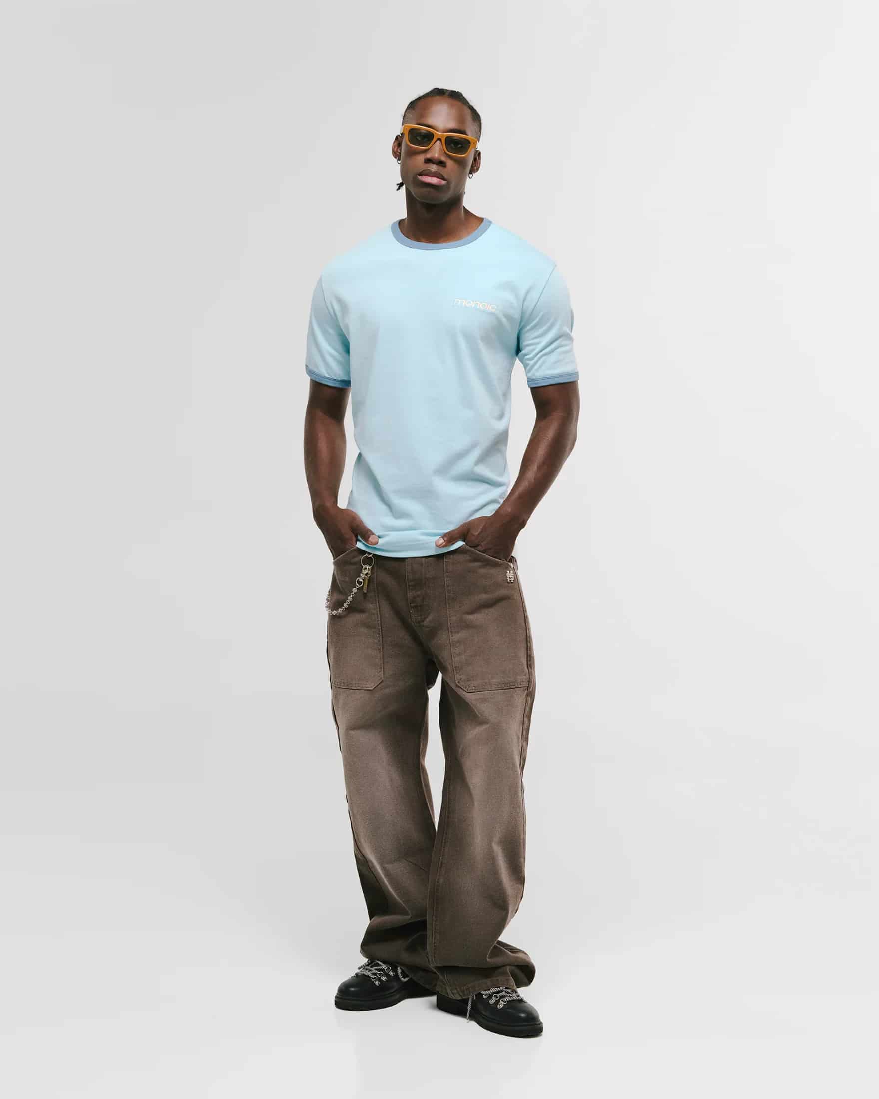 Camiseta Ringer Tee – Azul Cielo - miniatura 5