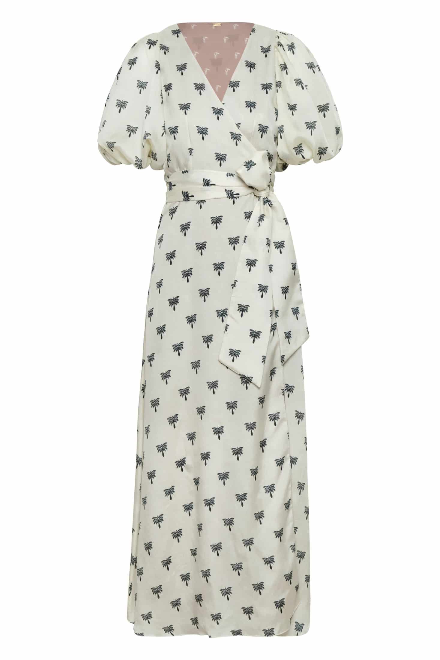 Ermita Martellato Silk Midi Dress / Ivory - Black Polka Palms - miniatura 5