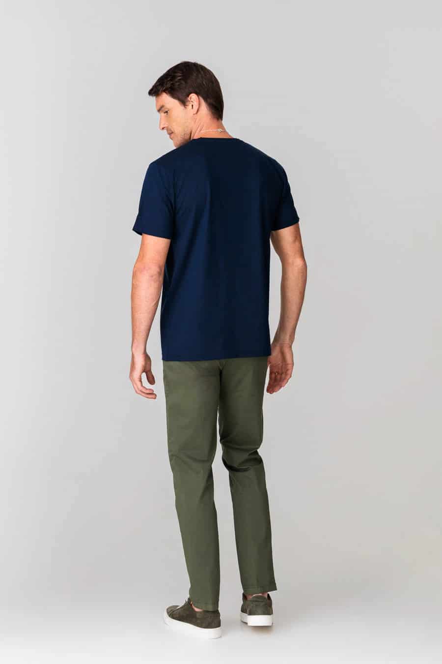 Men's cotton basic t-shirt navy - miniatura 3