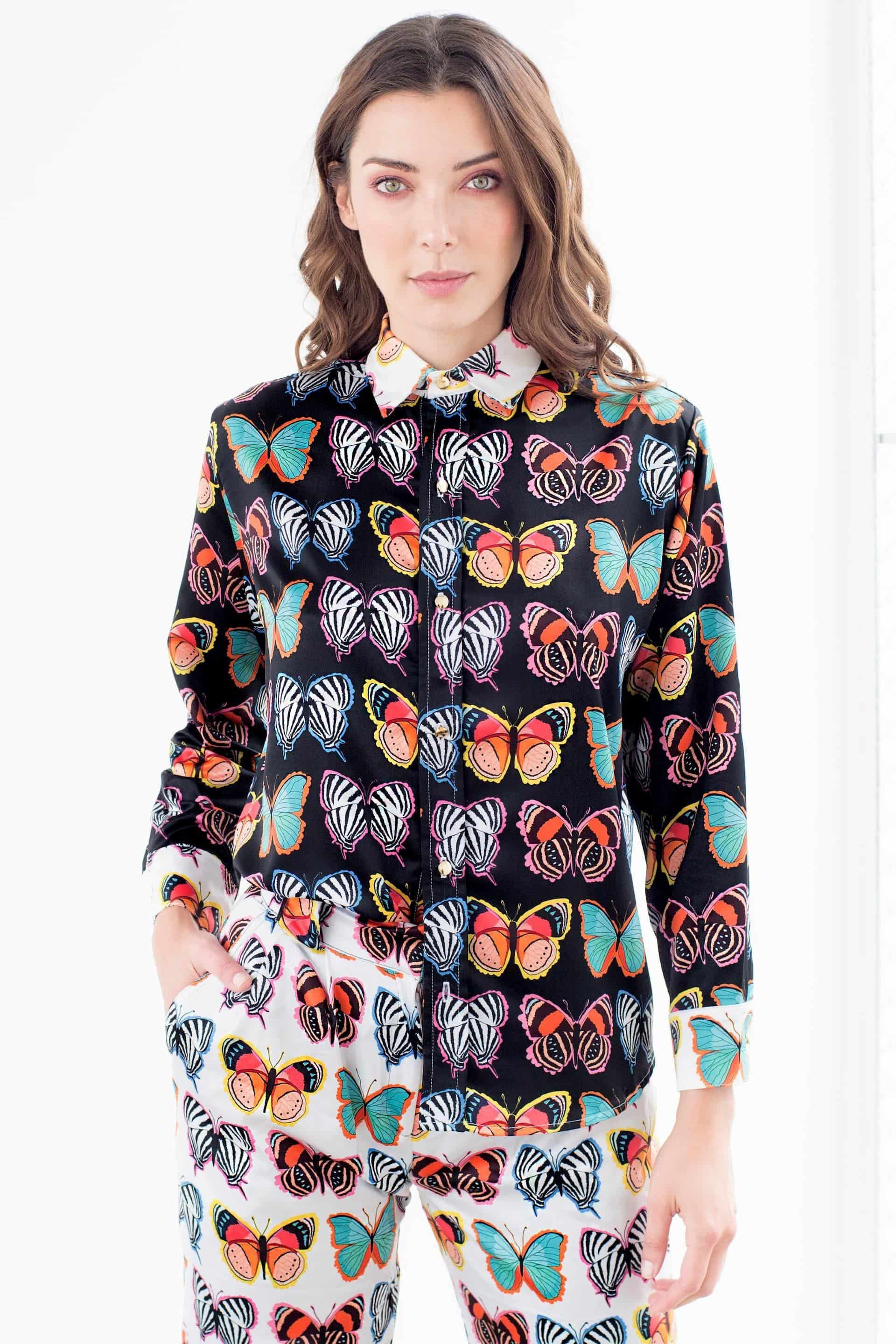 Camisa Manga Larga Unisex / Ilustración Tierra de Mariposas - miniatura 1