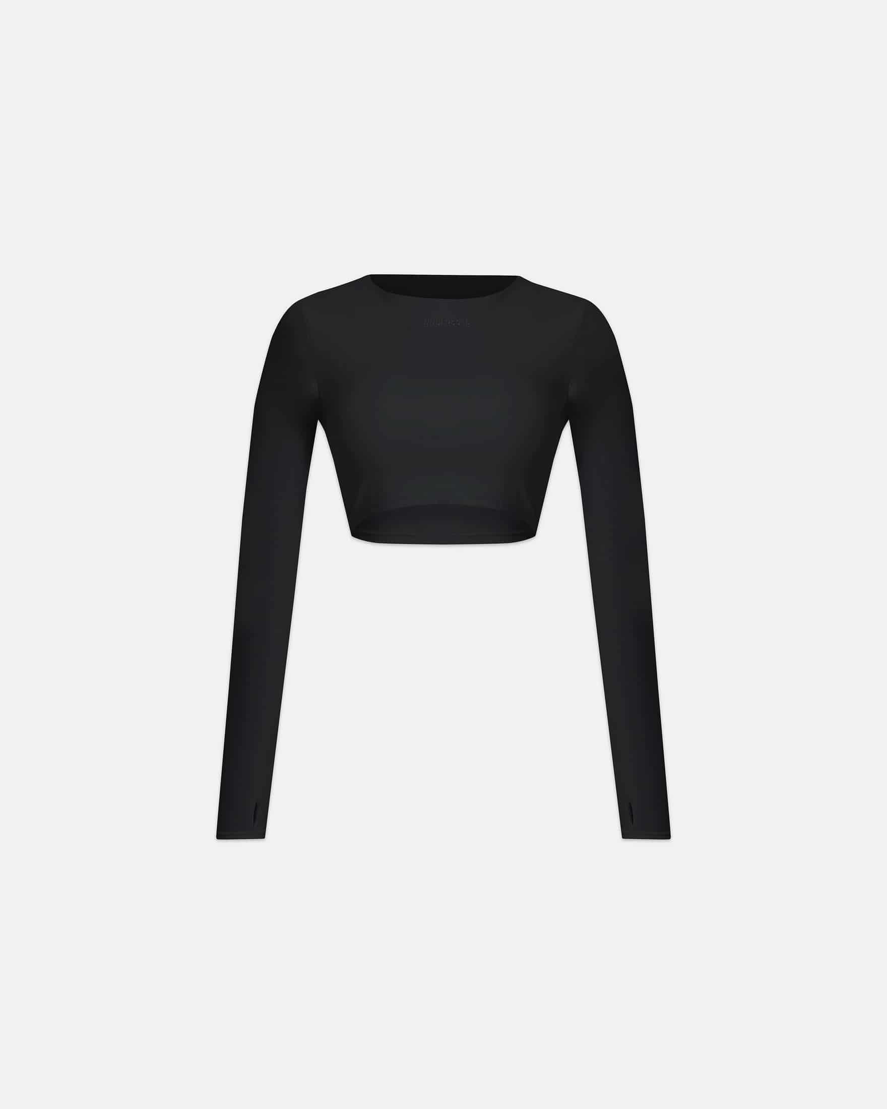 Line Basic Long Sleeve Cropped Tshirt Black - miniatura 1