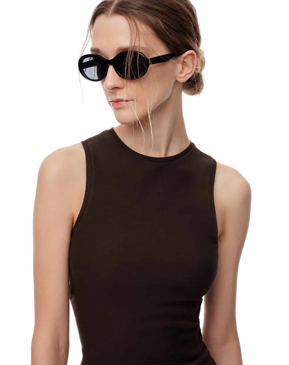 Camiseta esqueleto slim rib algodón chocolate mujer - miniatura 1