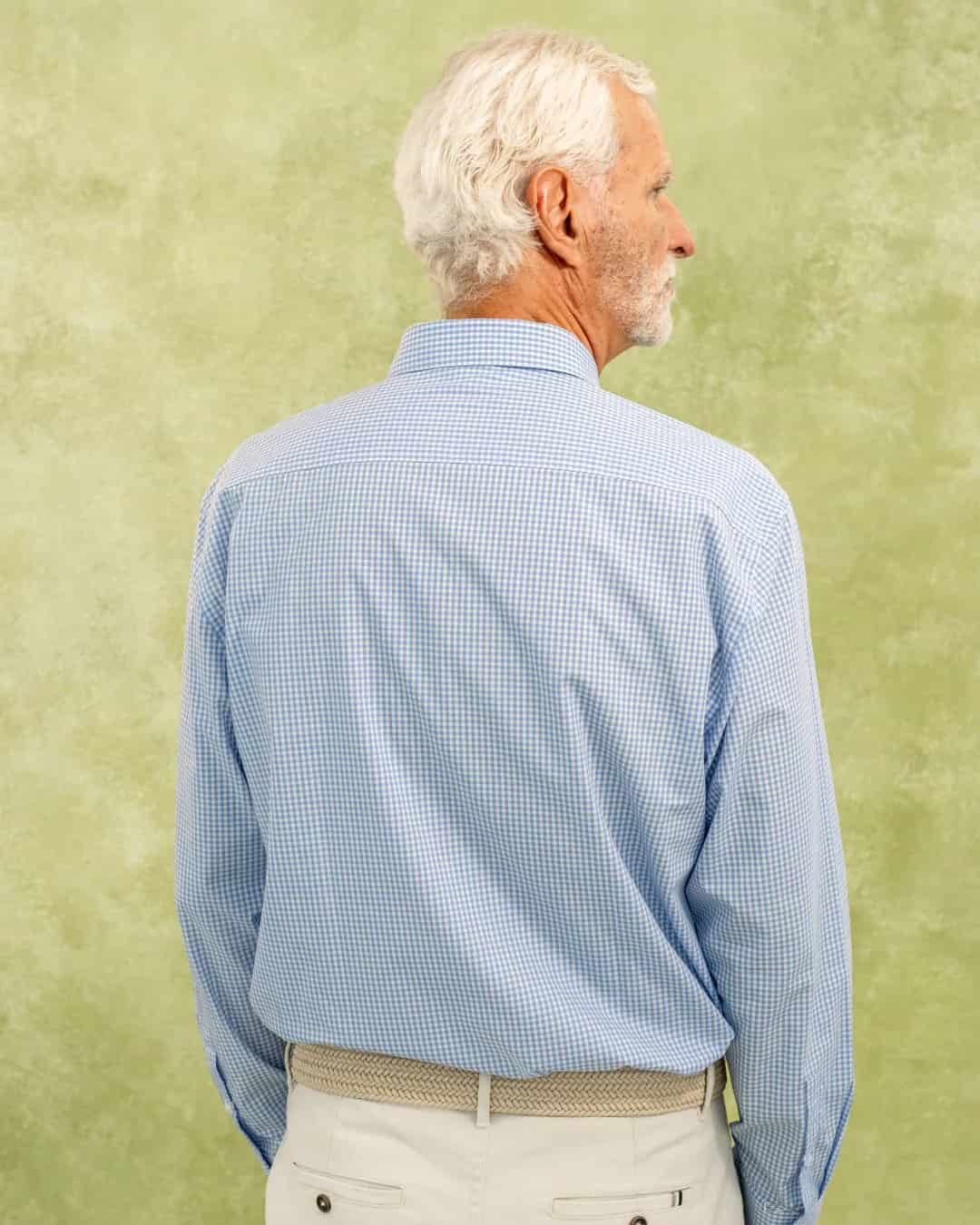 Camisa Antimanchas Popelina Cuadros Azul Claro Logo Combinado - miniatura 10
