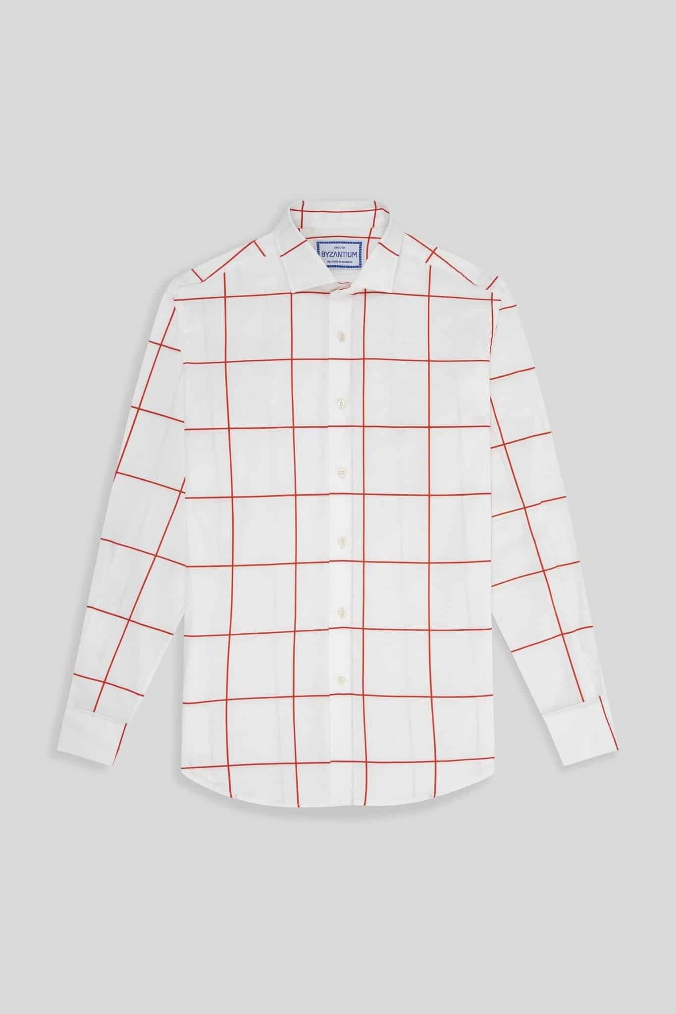 Men's cotton shirt red teselas - miniatura 1