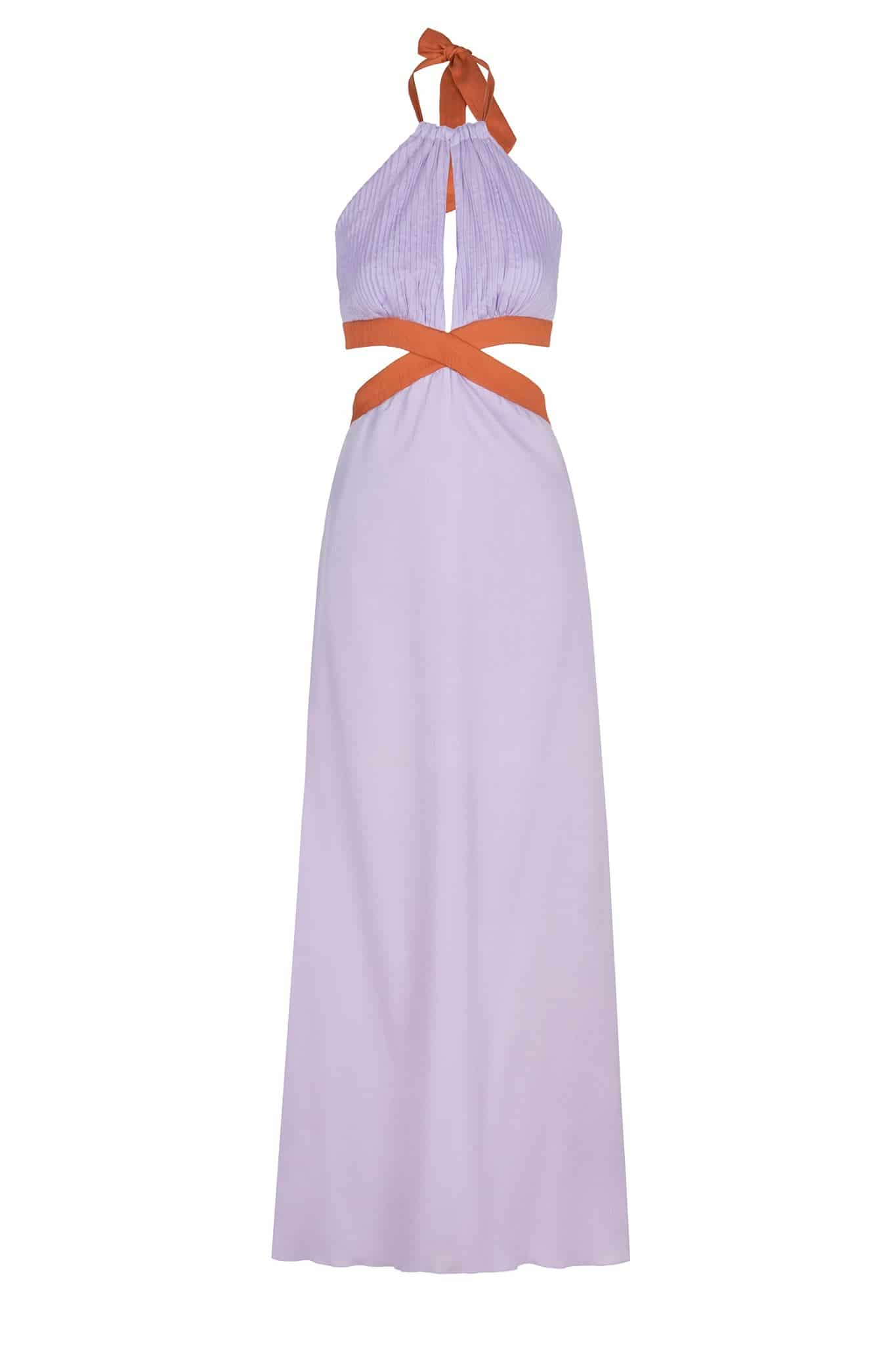 San Agustin Martellato Silk Midi Dress / Lila - miniatura 1